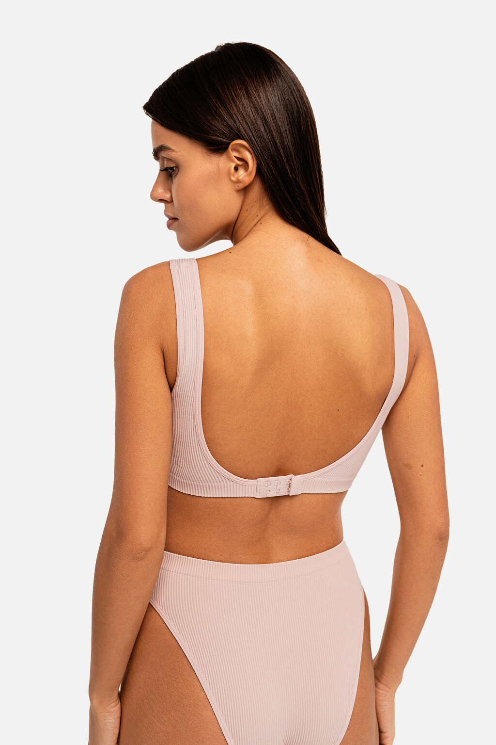 Бюстгальтер в спортивном стиле с застежкой на крючки - цвет розовый - 5