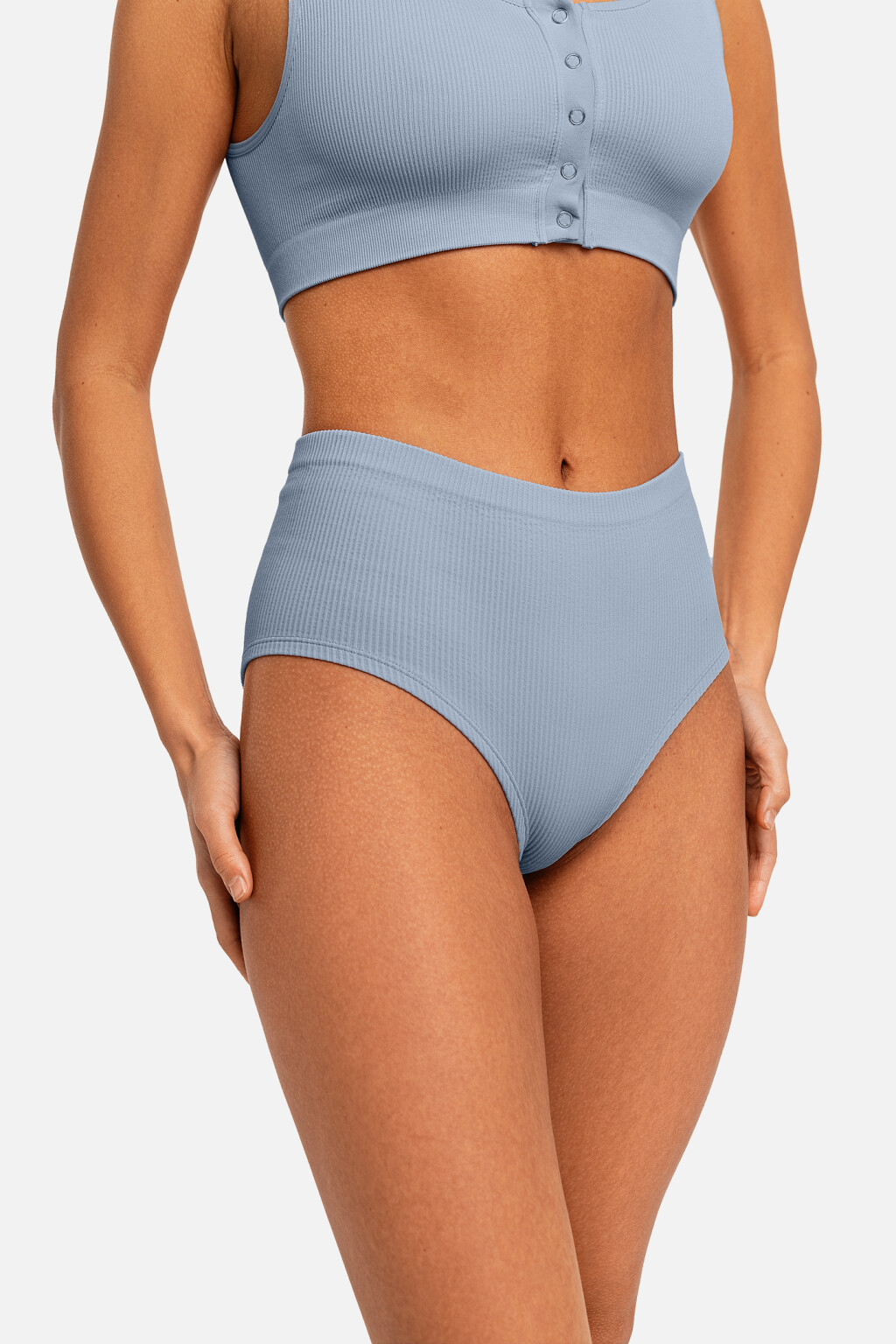 Трусики-слипы с завышенной талией - цвет голубой - 1