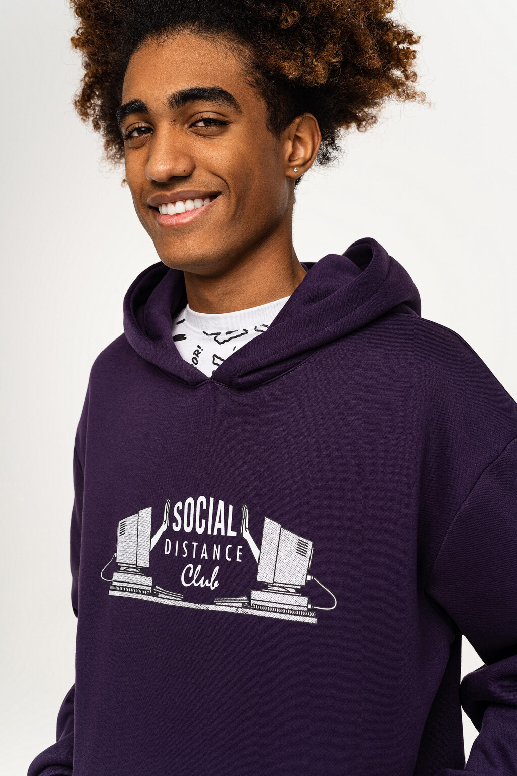 худи утепленная с принтом - цвет фиолетовый - 1