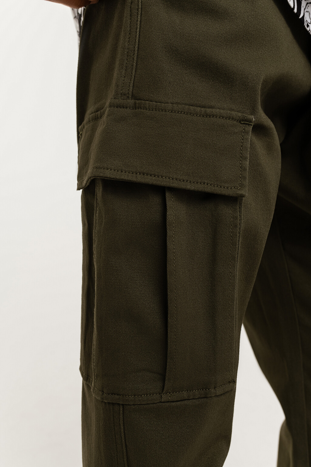 Брюки карго с начесом - цвет зеленый - 2
