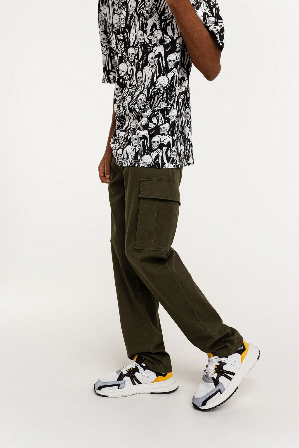 Брюки карго с начесом - цвет зеленый - 3