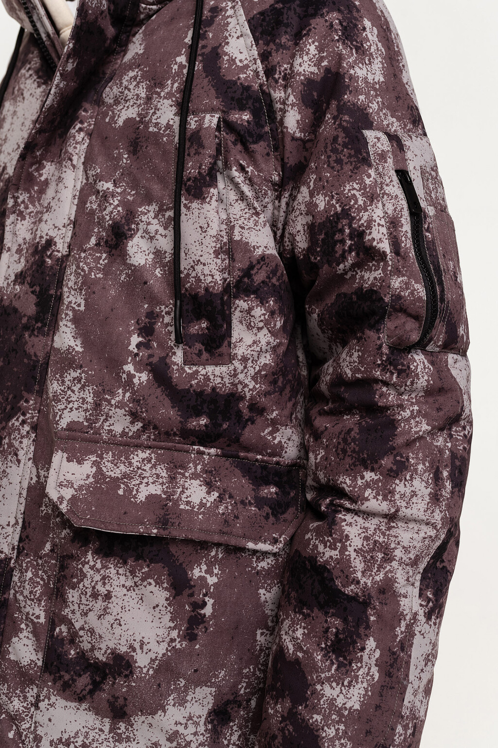 Парка утепленная длинная с капюшоном - цвет серый - 2