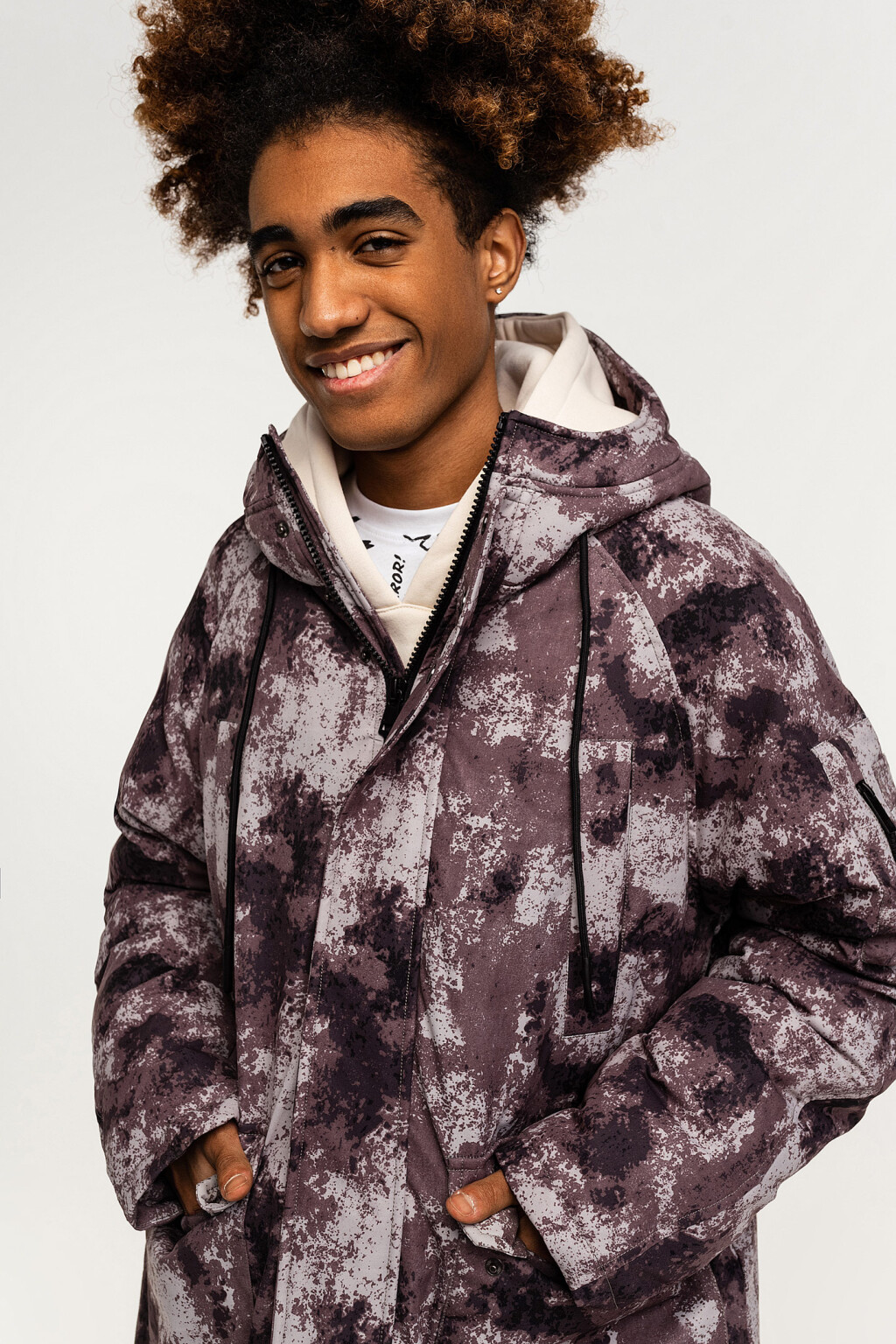 Парка утепленная длинная с капюшоном - цвет серый - 3