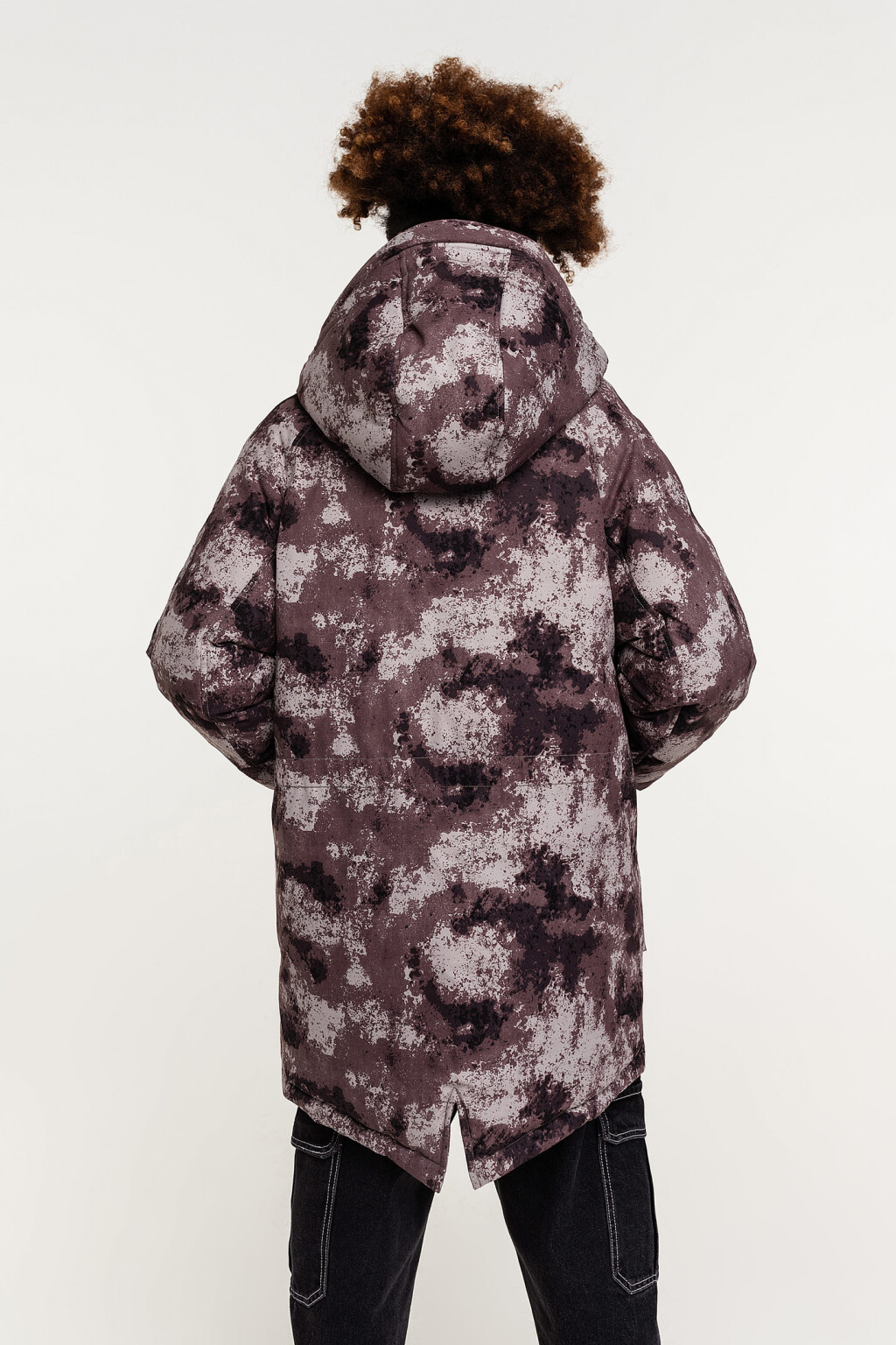 Парка утепленная длинная с капюшоном - цвет серый - 5