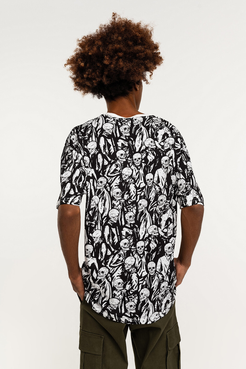 Футболка хлопковая oversize с принтом - цвет белый - 4