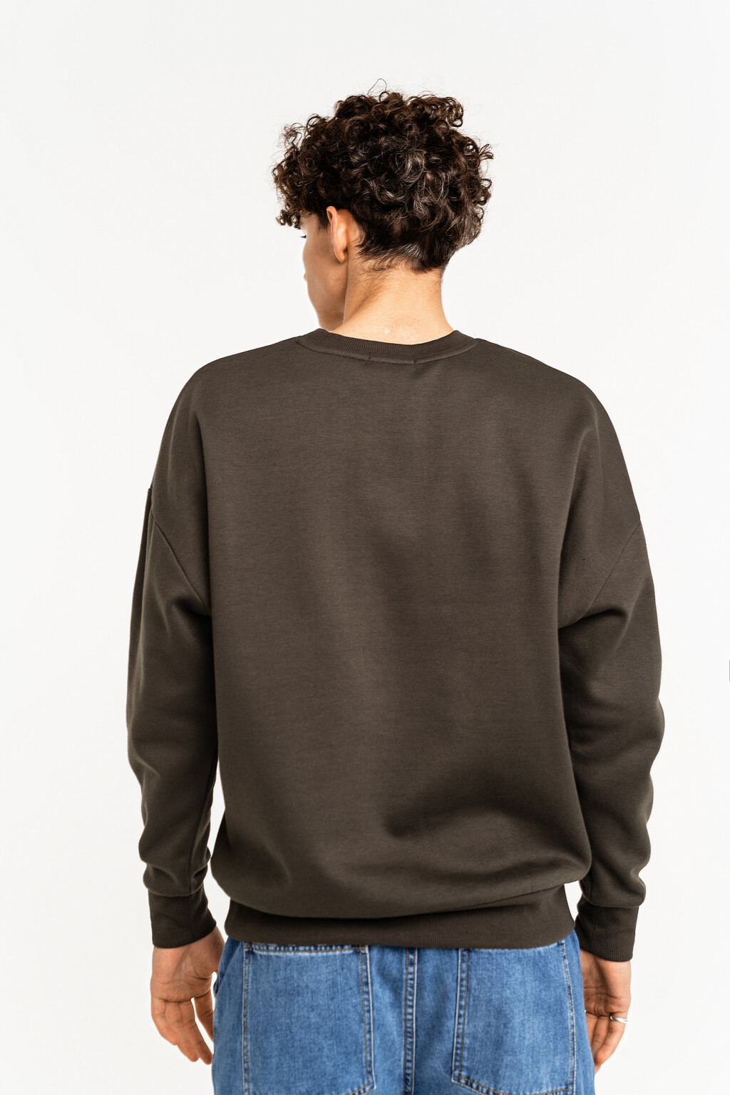 Свитшот свободного кроя с принтом-надписью - цвет зеленый - 3