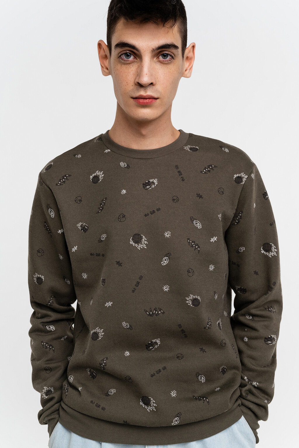Свитшот свободного кроя с принтом - цвет зеленый - 2