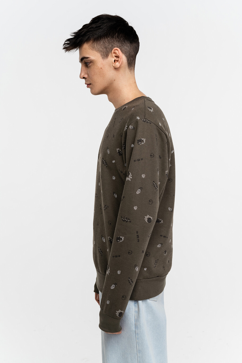 Свитшот свободного кроя с принтом - цвет зеленый - 4