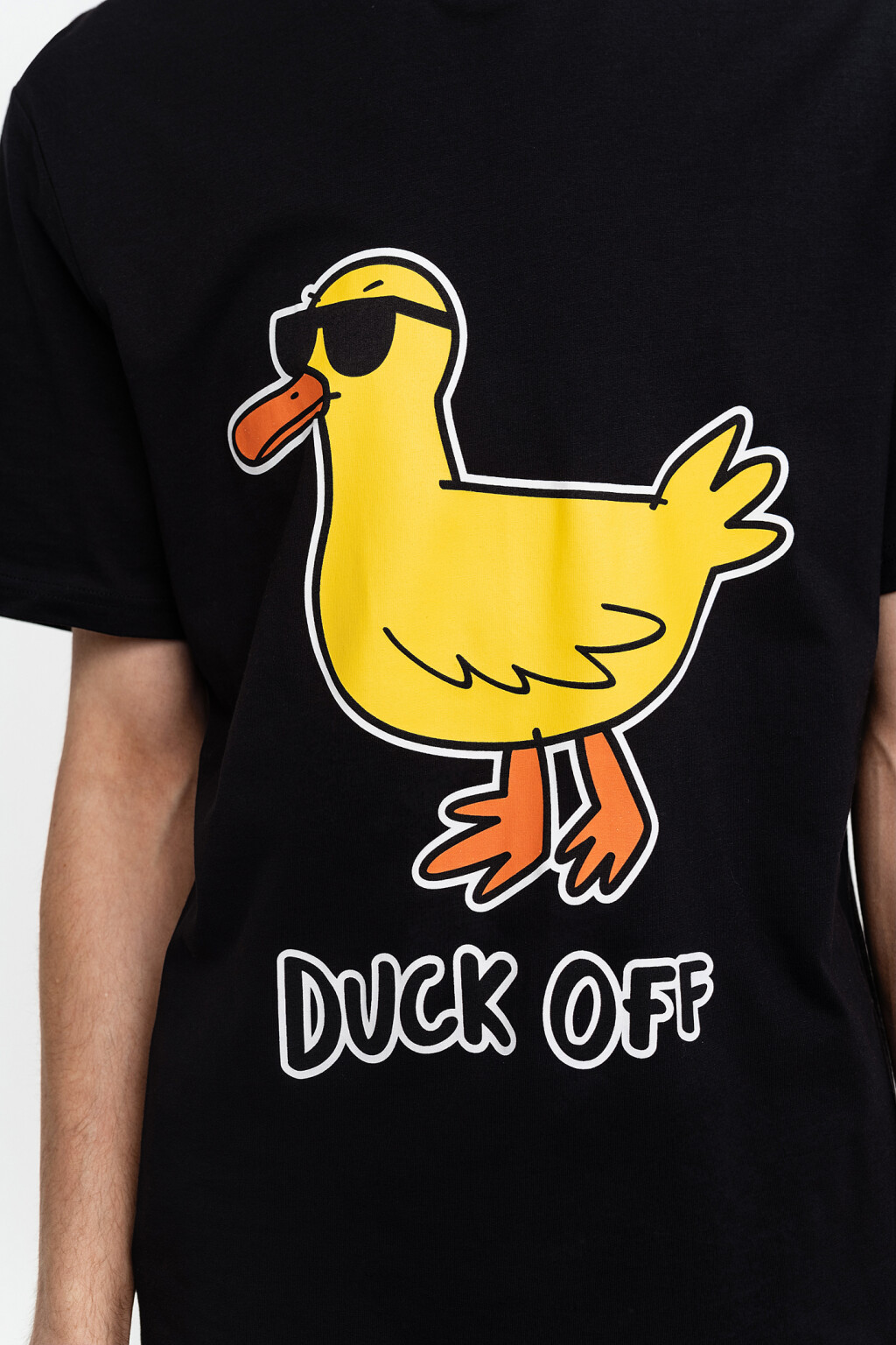 Футболка хлопковая свободного кроя с принтом "утка" - цвет черный - 2