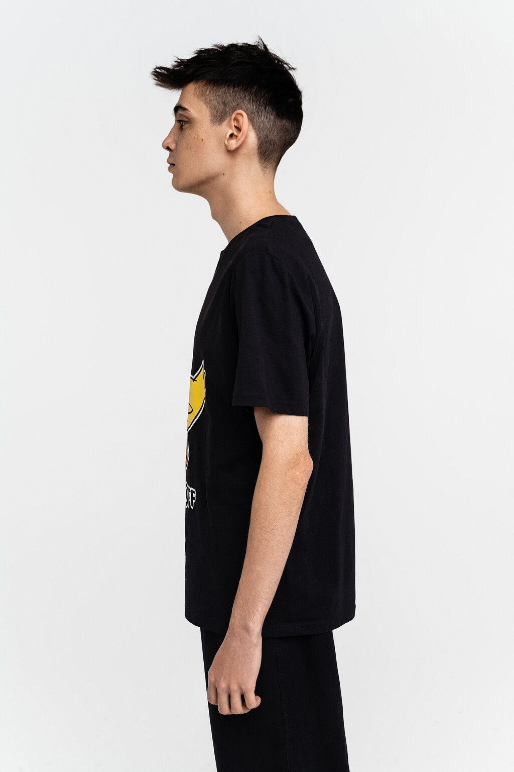 Футболка хлопковая свободного кроя с принтом "утка" - цвет черный - 4