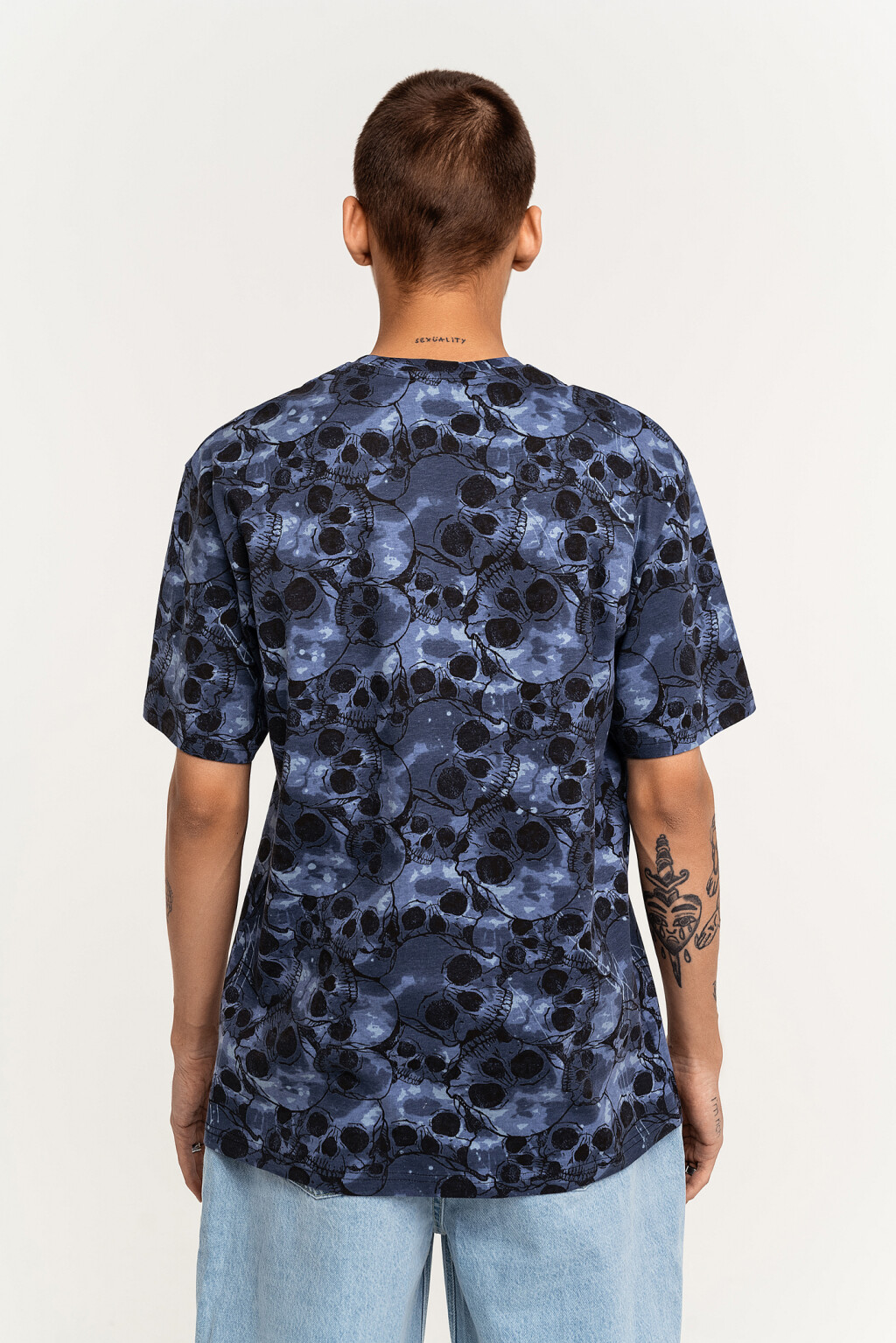 Футболка хлопковая oversize с принтом - цвет синий - 4