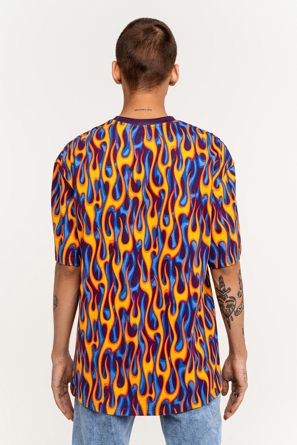 Футболка хлопковая oversize с ярким принтом - цвет белый - 5