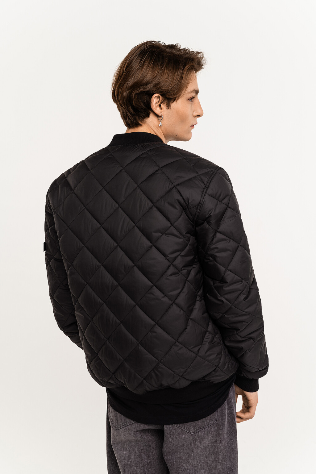 Куртка-бомбер стеганая на молнии - цвет черный - 3