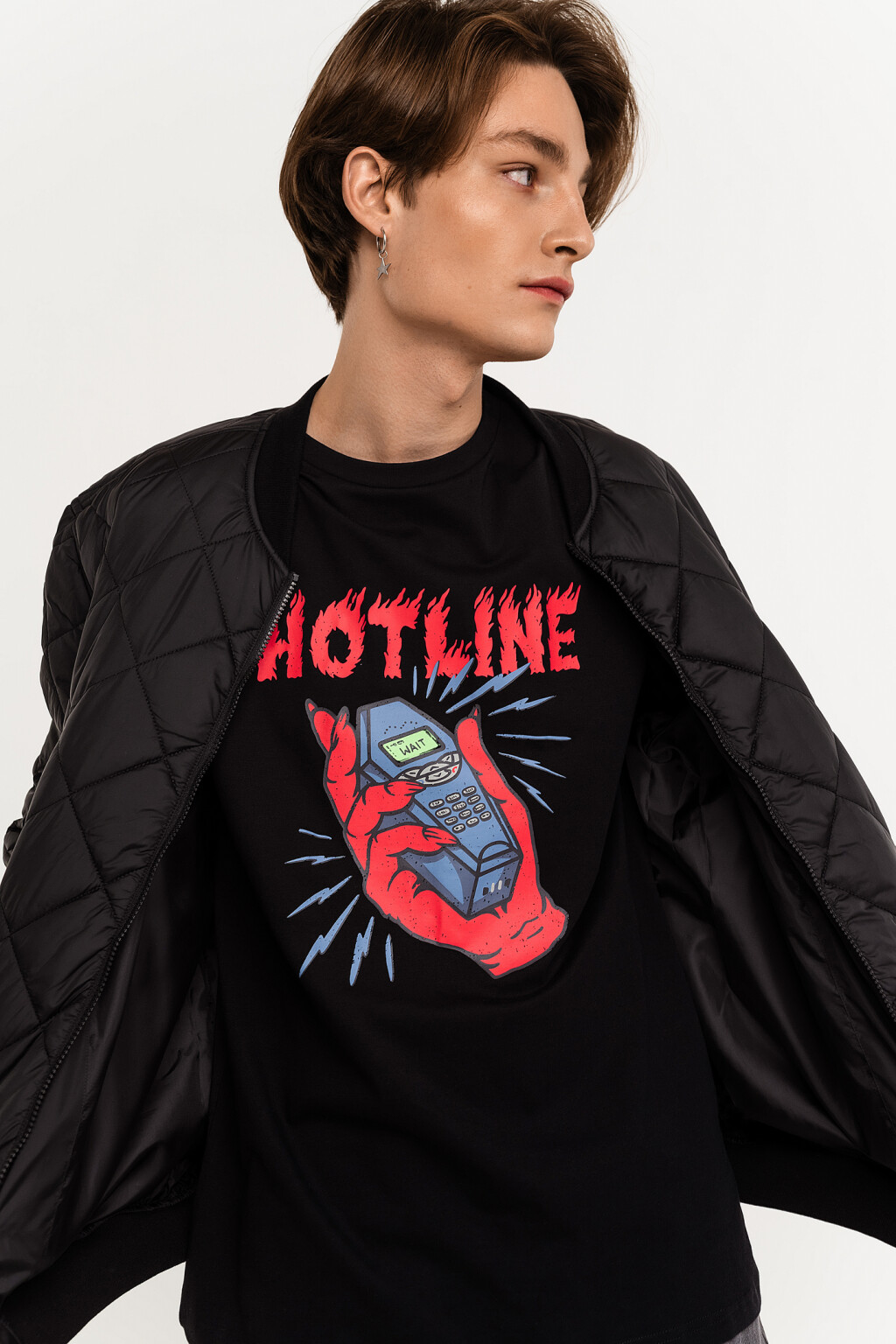 Куртка-бомбер стеганая на молнии - цвет черный - 4