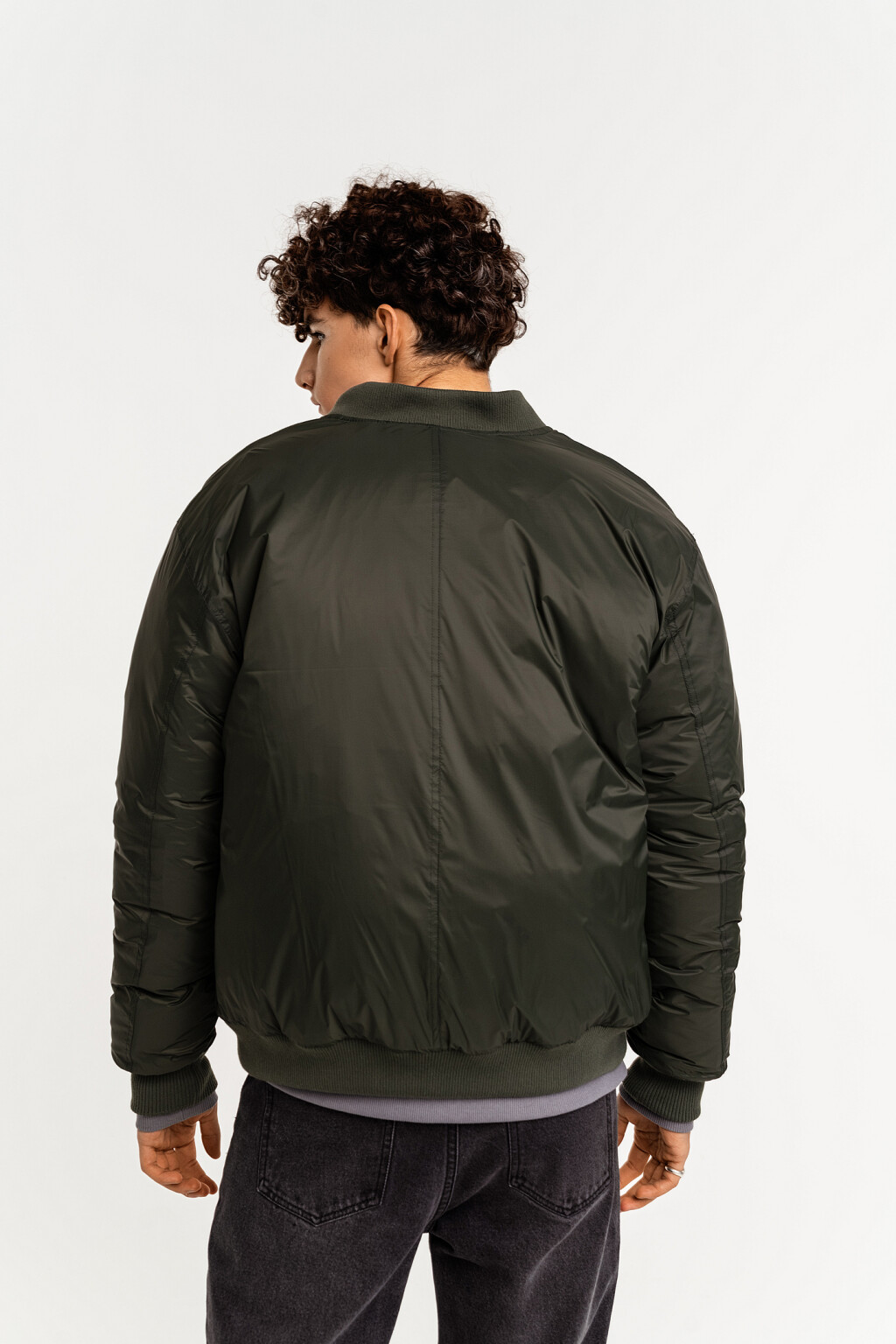 Куртка-бомбер утепленная на молнии - цвет зеленый - 3