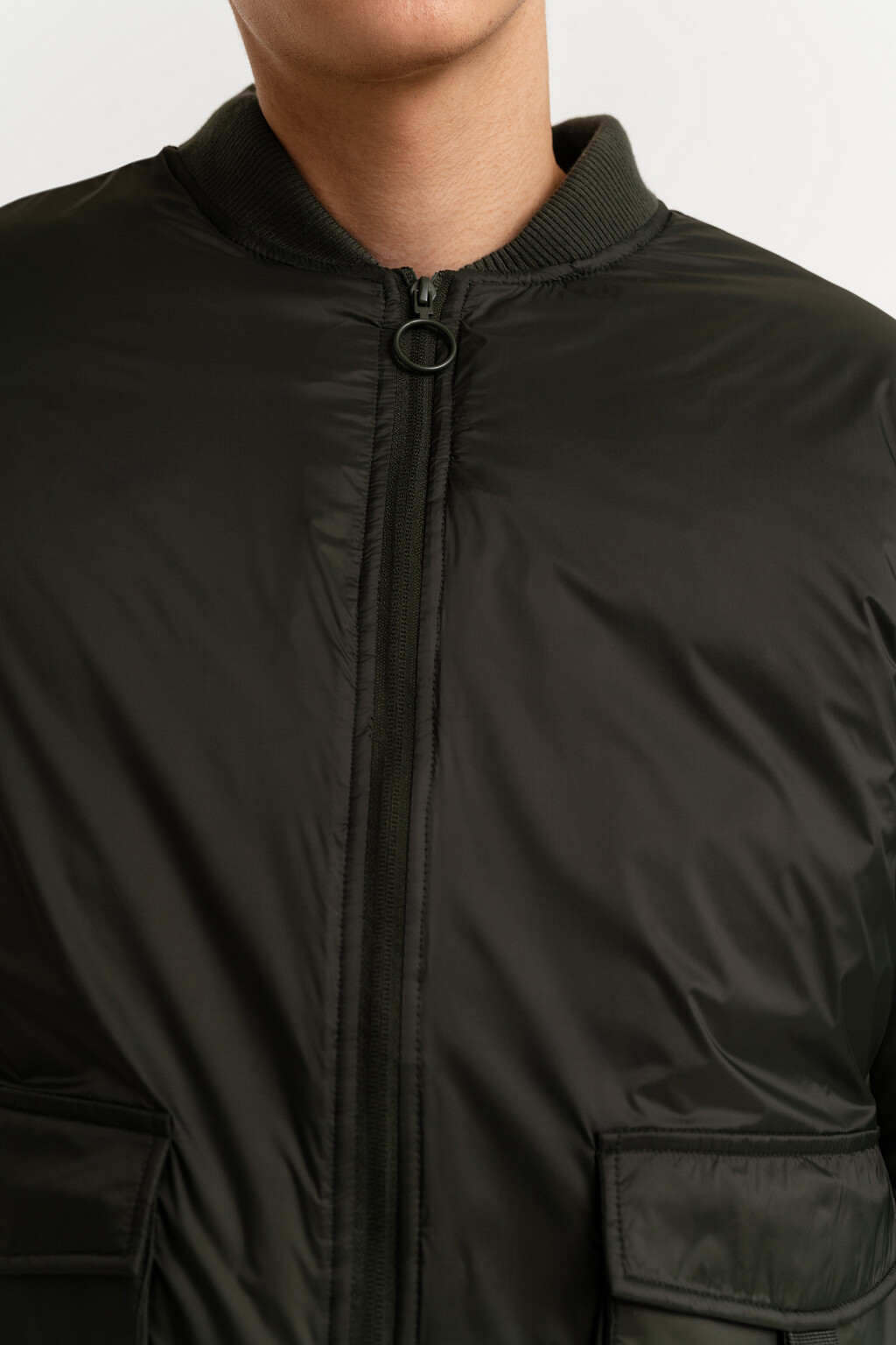 Куртка-бомбер утепленная на молнии - цвет зеленый - 4