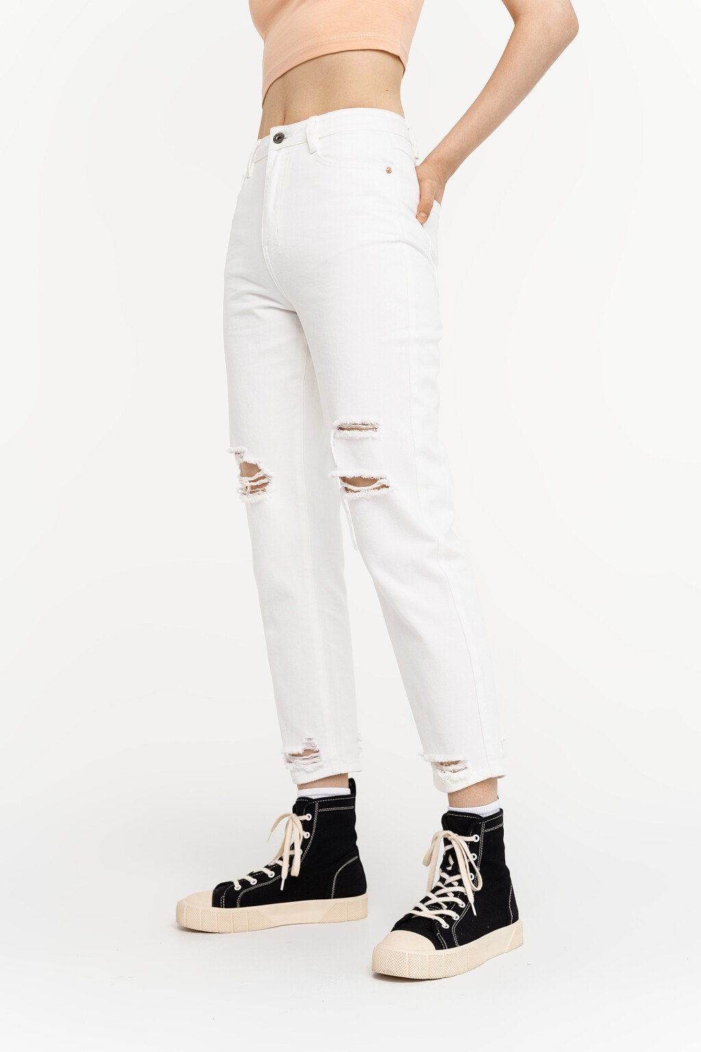 брюки джинсовые женские - цвет белый - 3