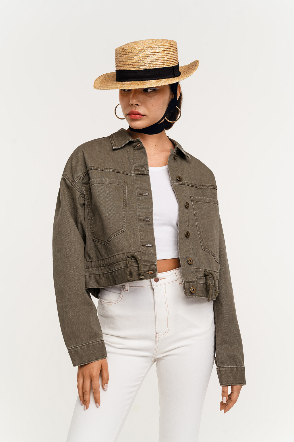 куртка джинсовая женская - цвет зеленый - 1