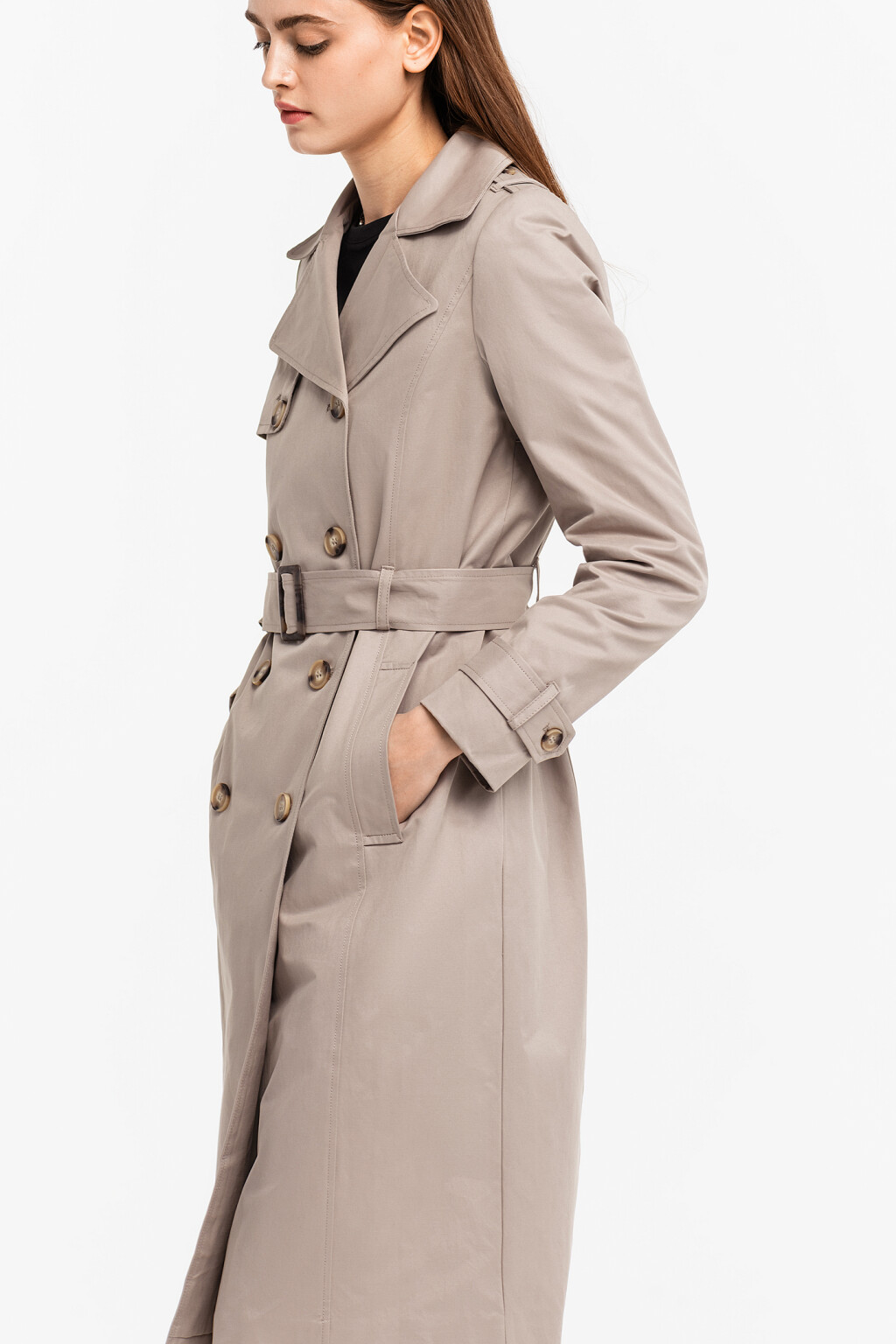 Тренч хлопковый двубортный - цвет зеленый - 1