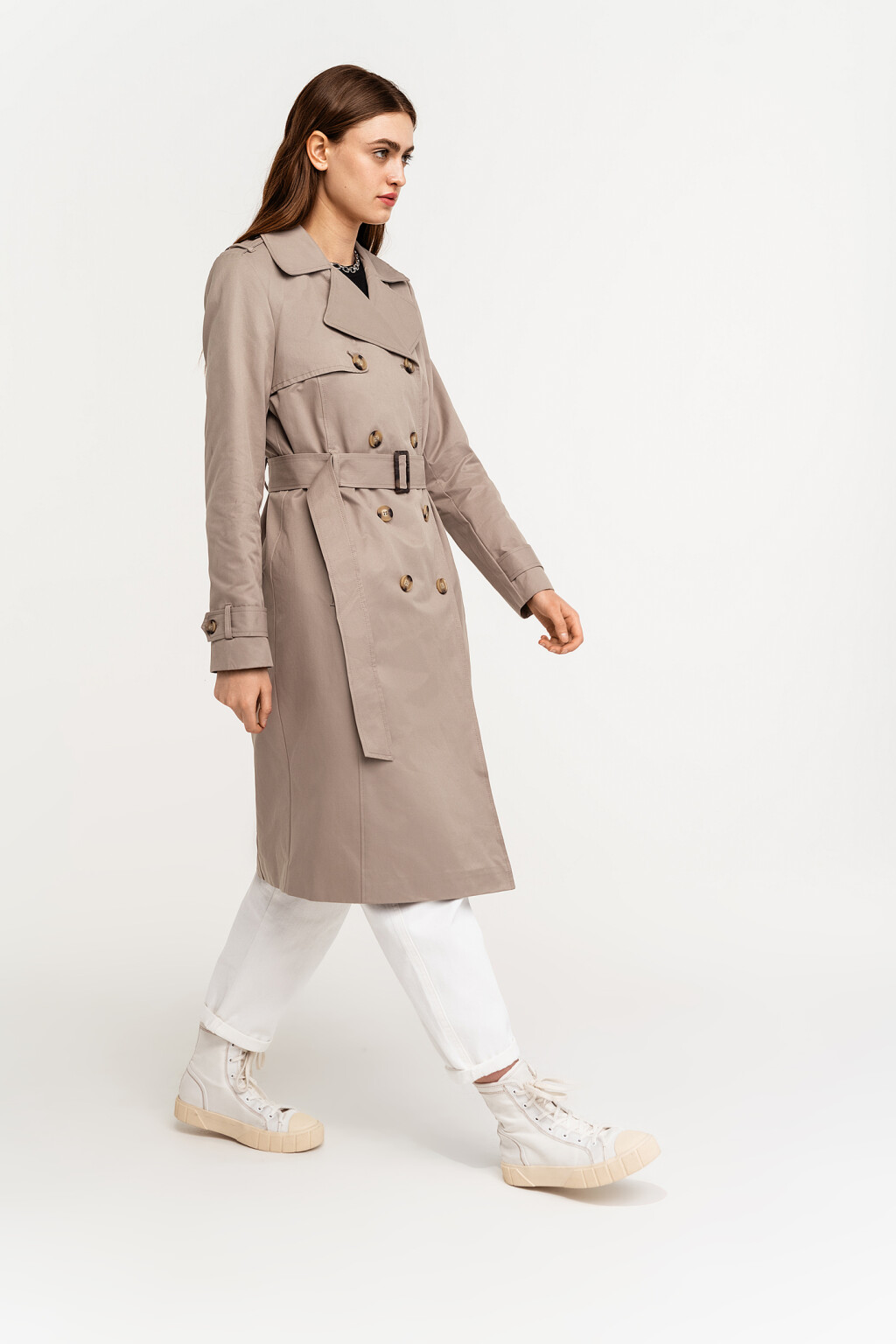 Тренч хлопковый двубортный - цвет зеленый - 2