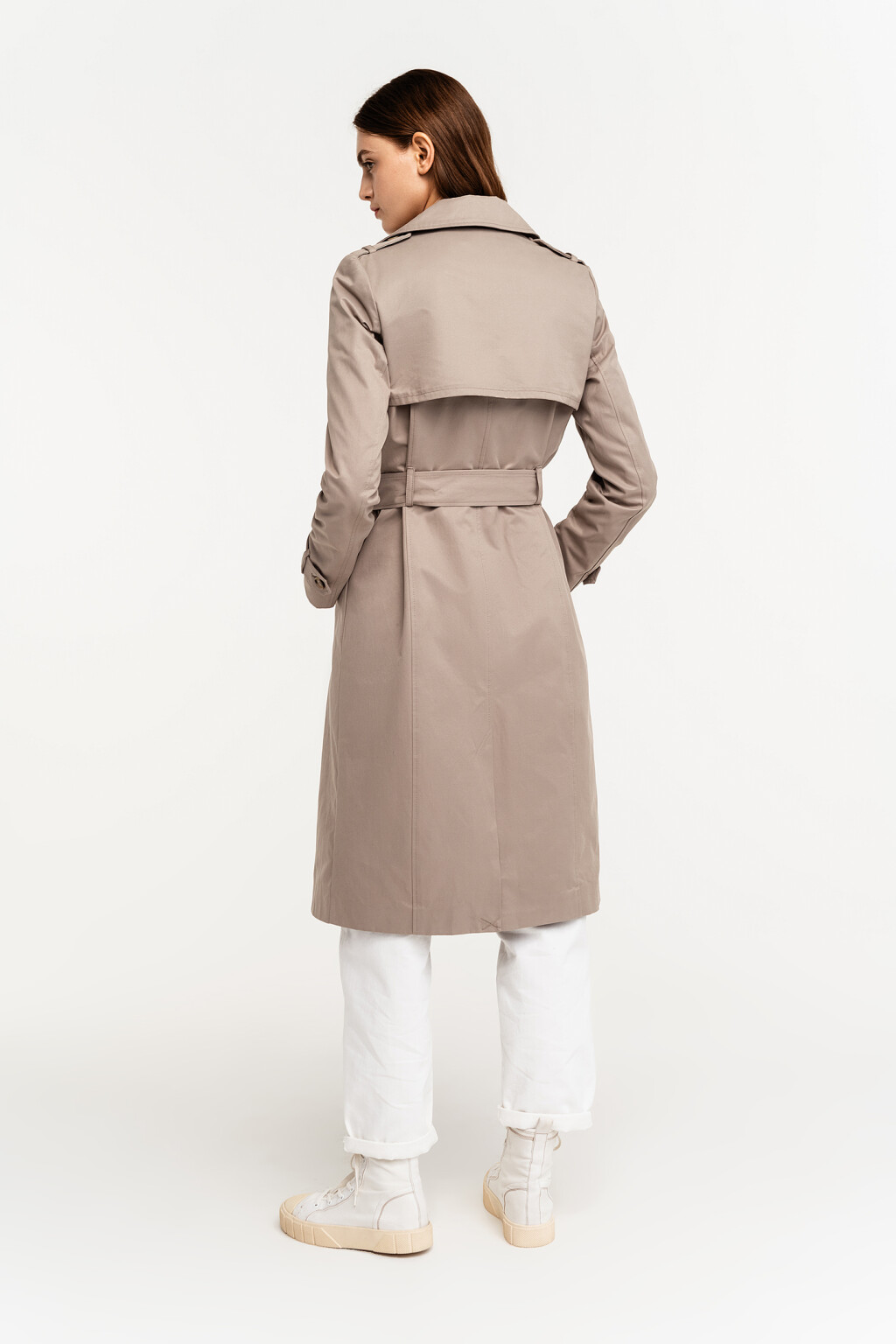 Тренч хлопковый двубортный - цвет зеленый - 4