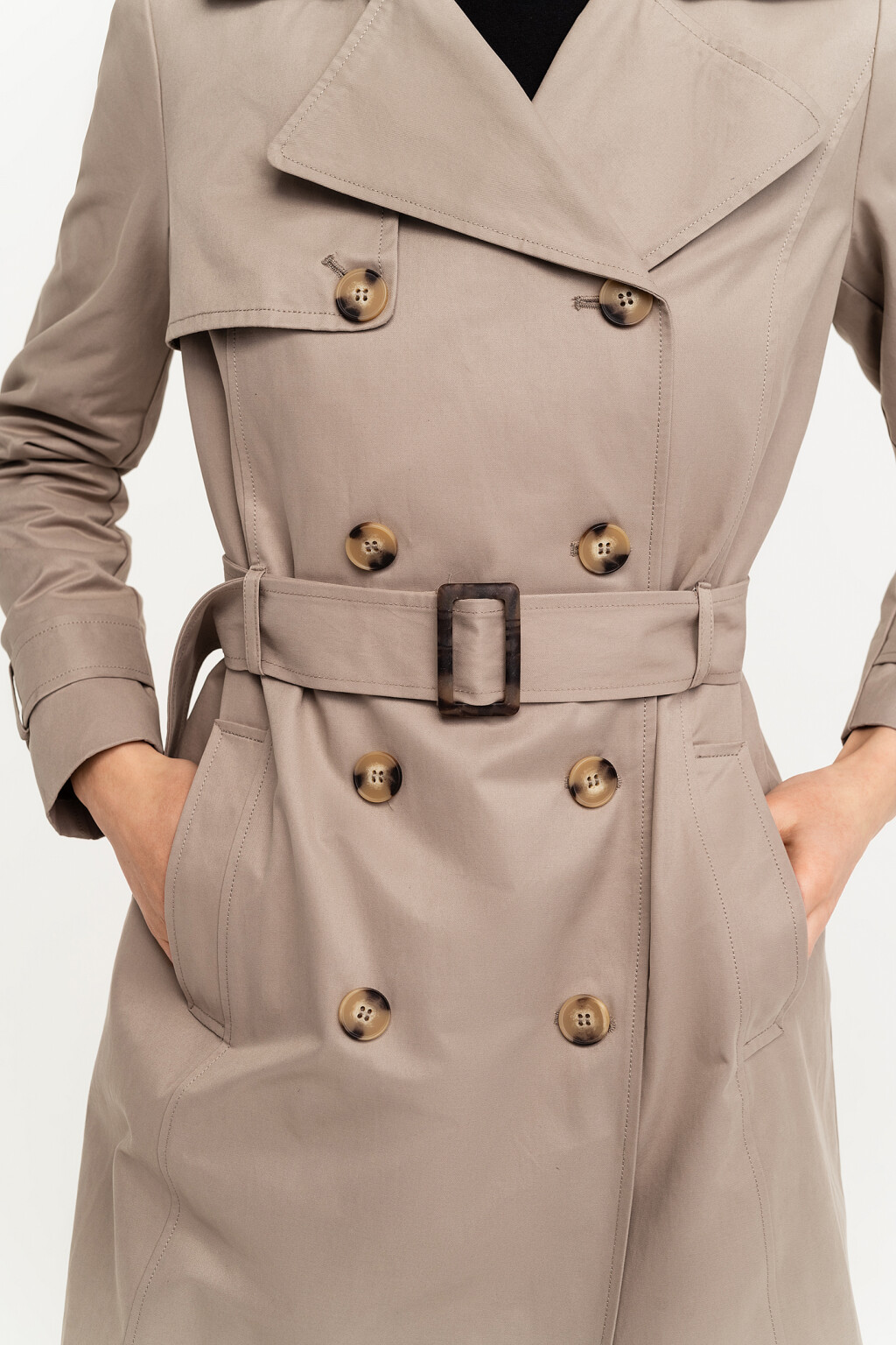 Тренч хлопковый двубортный - цвет зеленый - 5