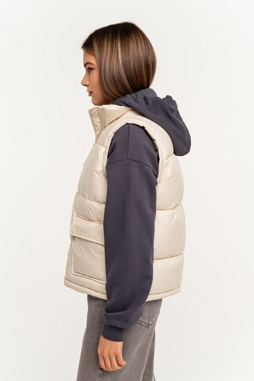 Жилет стеганый утепленный - цвет бежевый - 5