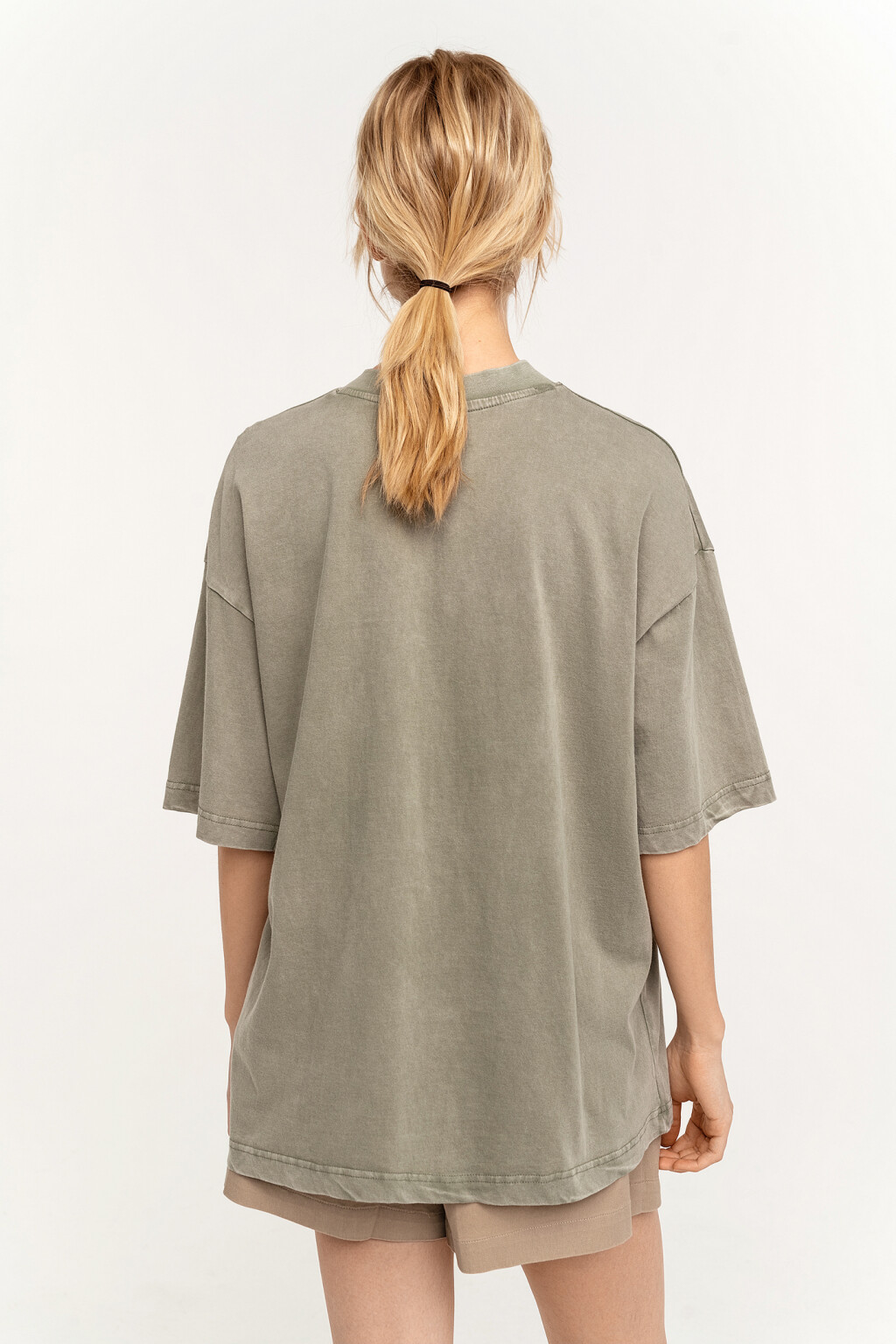 Футболка хлопковая oversize с принтом - цвет зеленый - 4