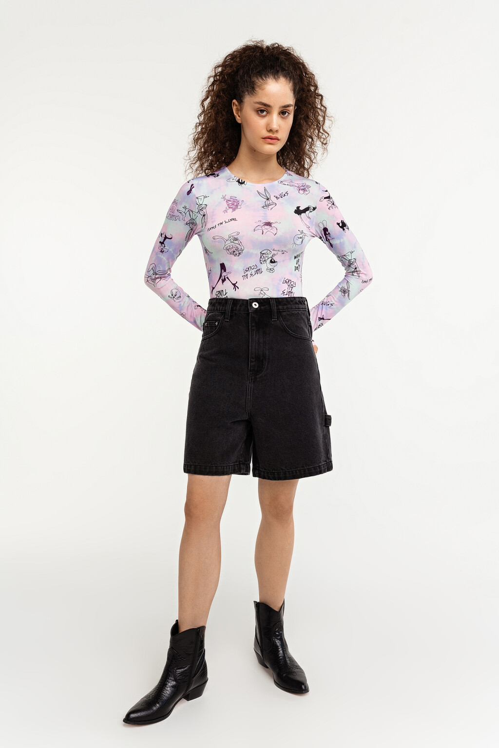 шорты джинсовые женские - цвет черный - 1