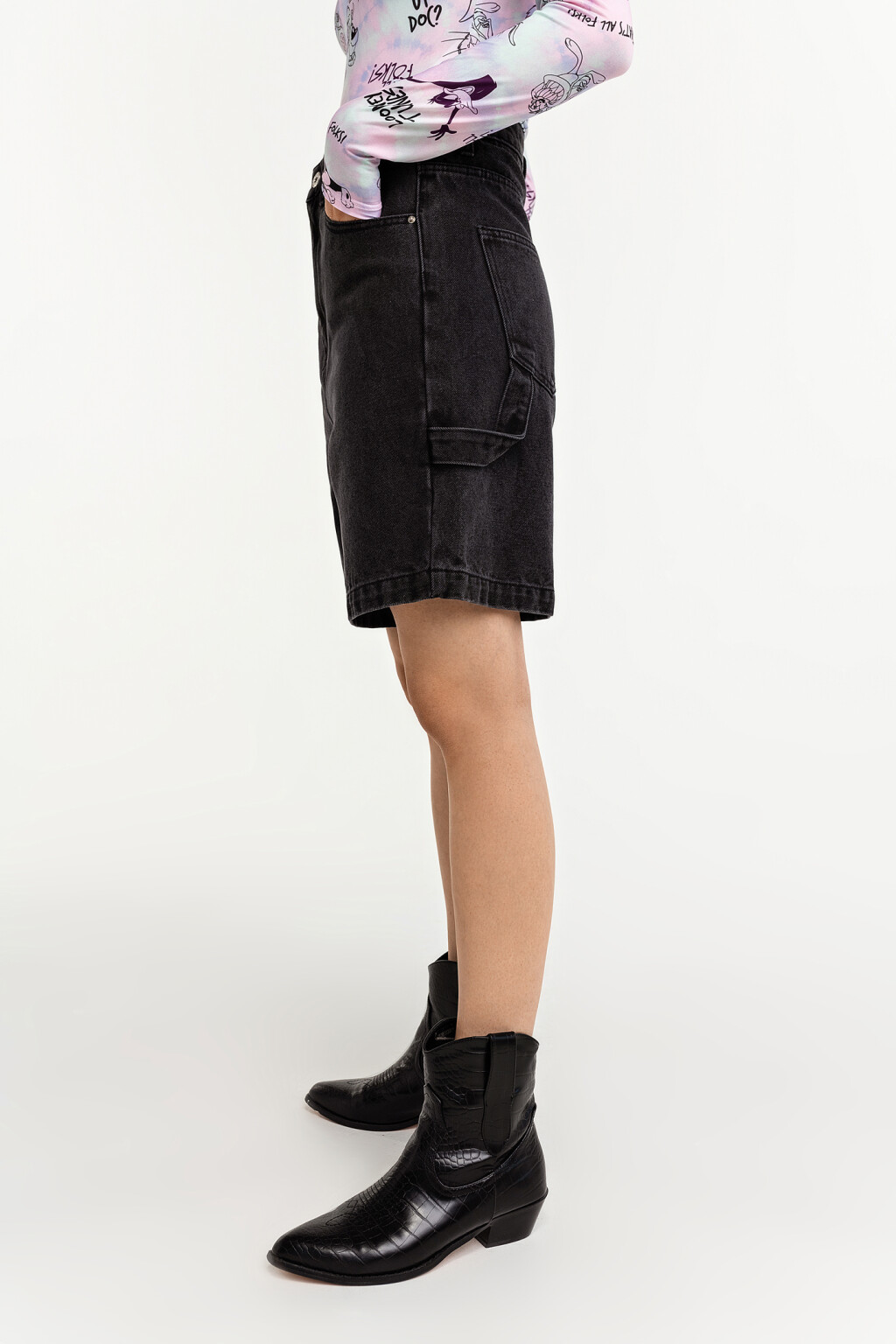 шорты джинсовые женские - цвет черный - 3