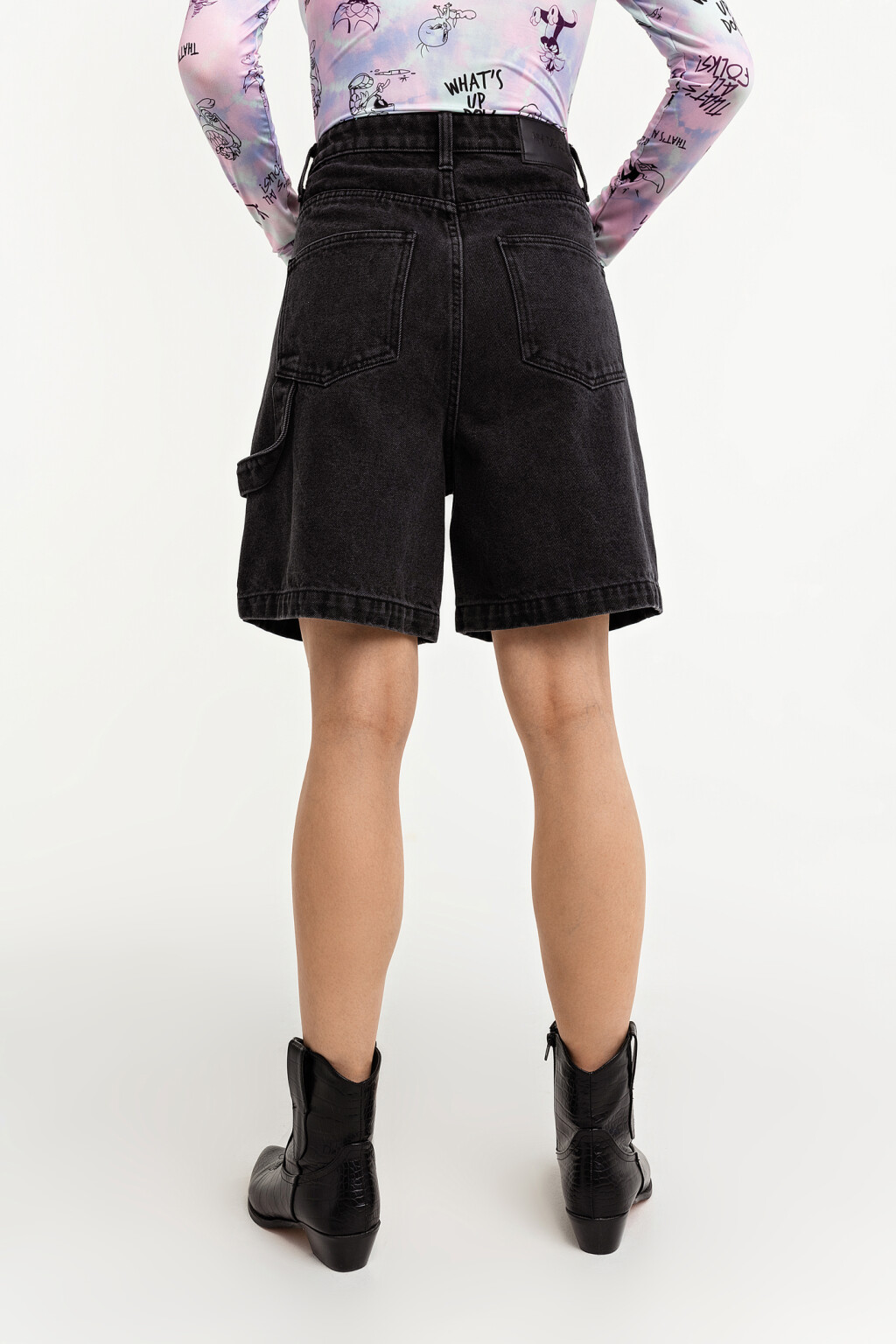 шорты джинсовые женские - цвет черный - 4