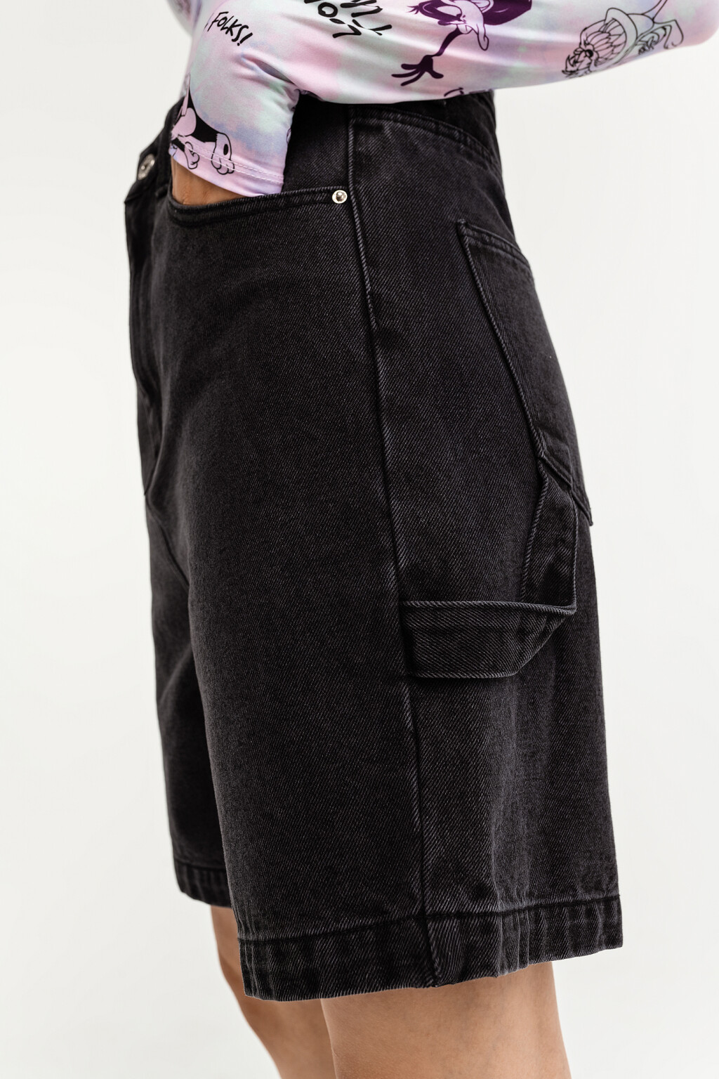 шорты джинсовые женские - цвет черный - 5