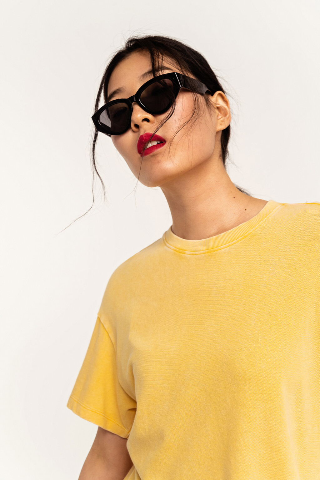 Футболка хлопковая трикотажная oversize - цвет желтый - 2