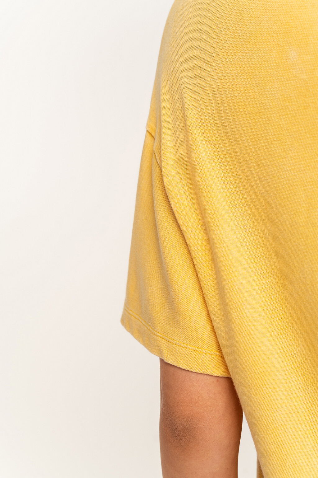 Футболка хлопковая трикотажная oversize - цвет желтый - 5