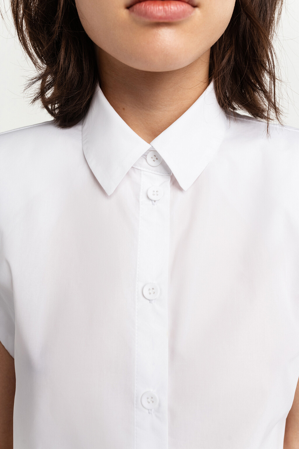 Рубашка хлопковая без рукавов с подплечниками - цвет белый - 5