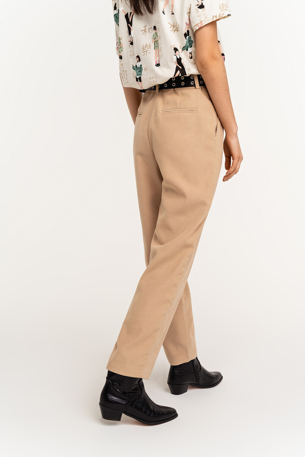 Брюки-бананы из плотной ткани в рубчик - цвет бежевый - 4