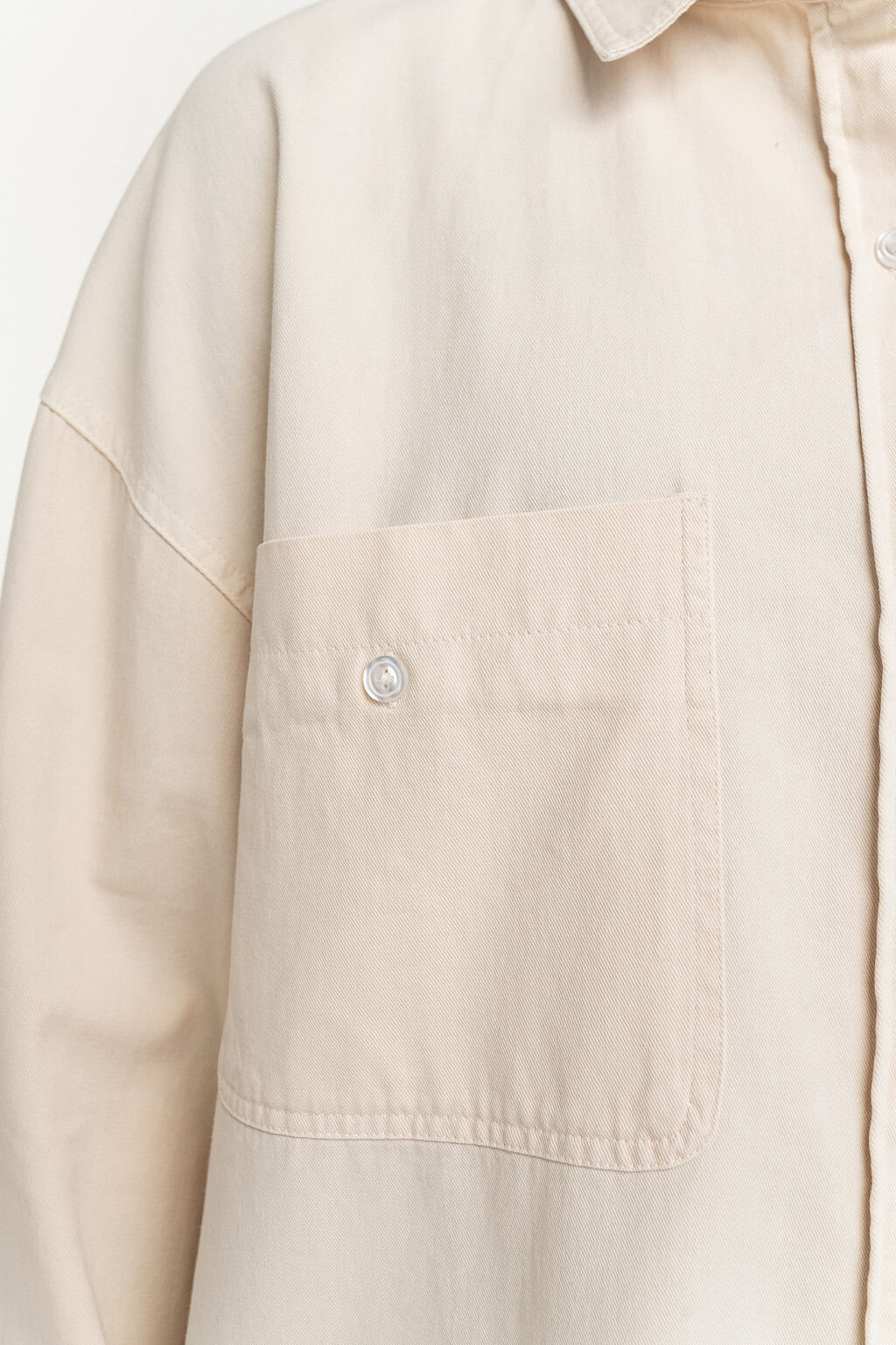 Рубашка джинсовая oversize - цвет бежевый - 5