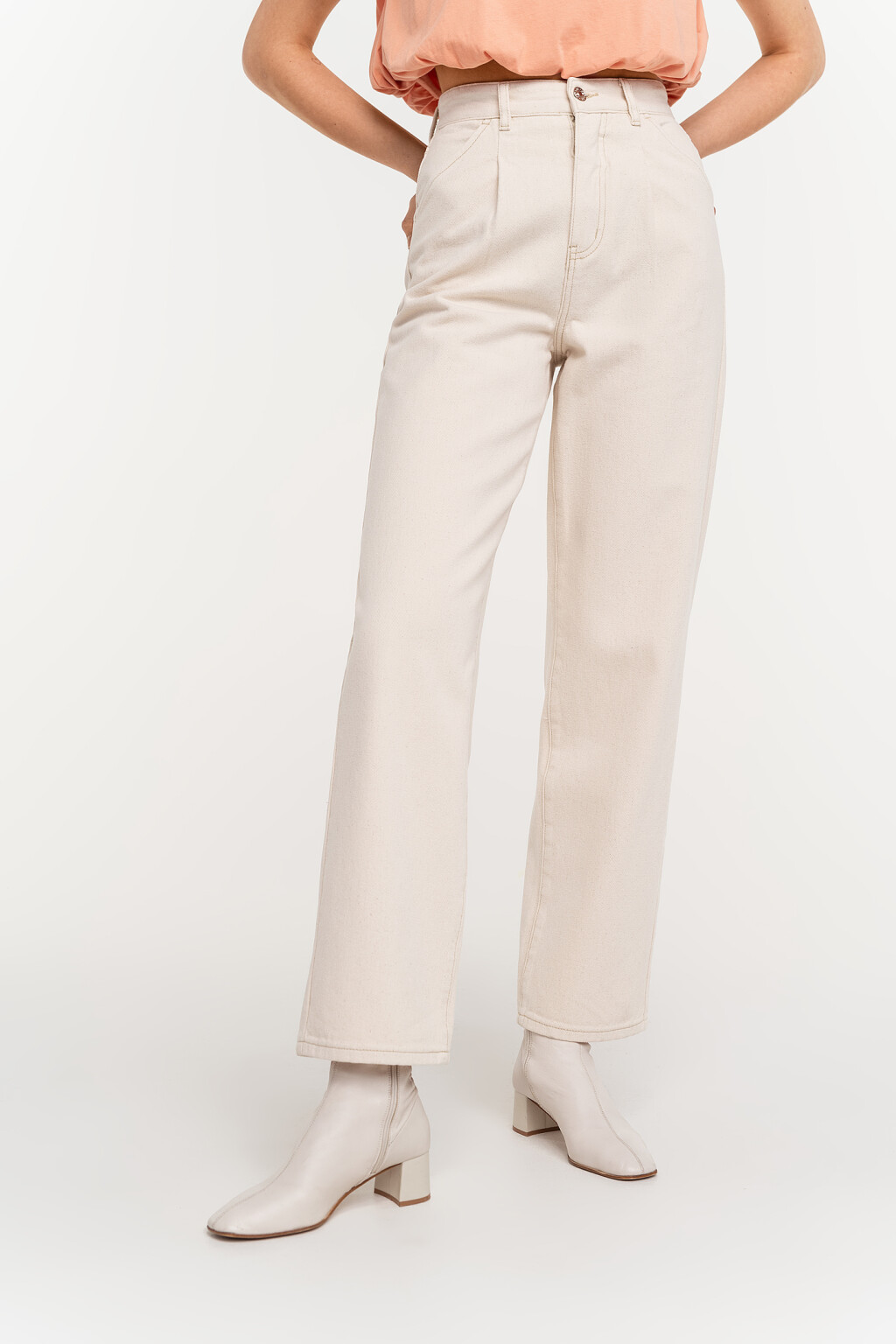 брюки джинсовые женские - цвет бежевый - 2