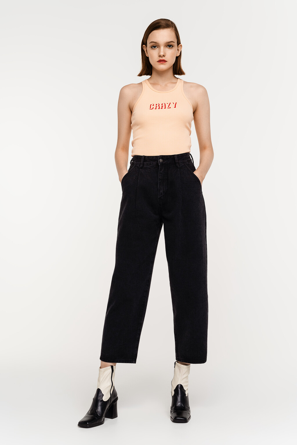 брюки джинсовые женские - цвет черный - 1