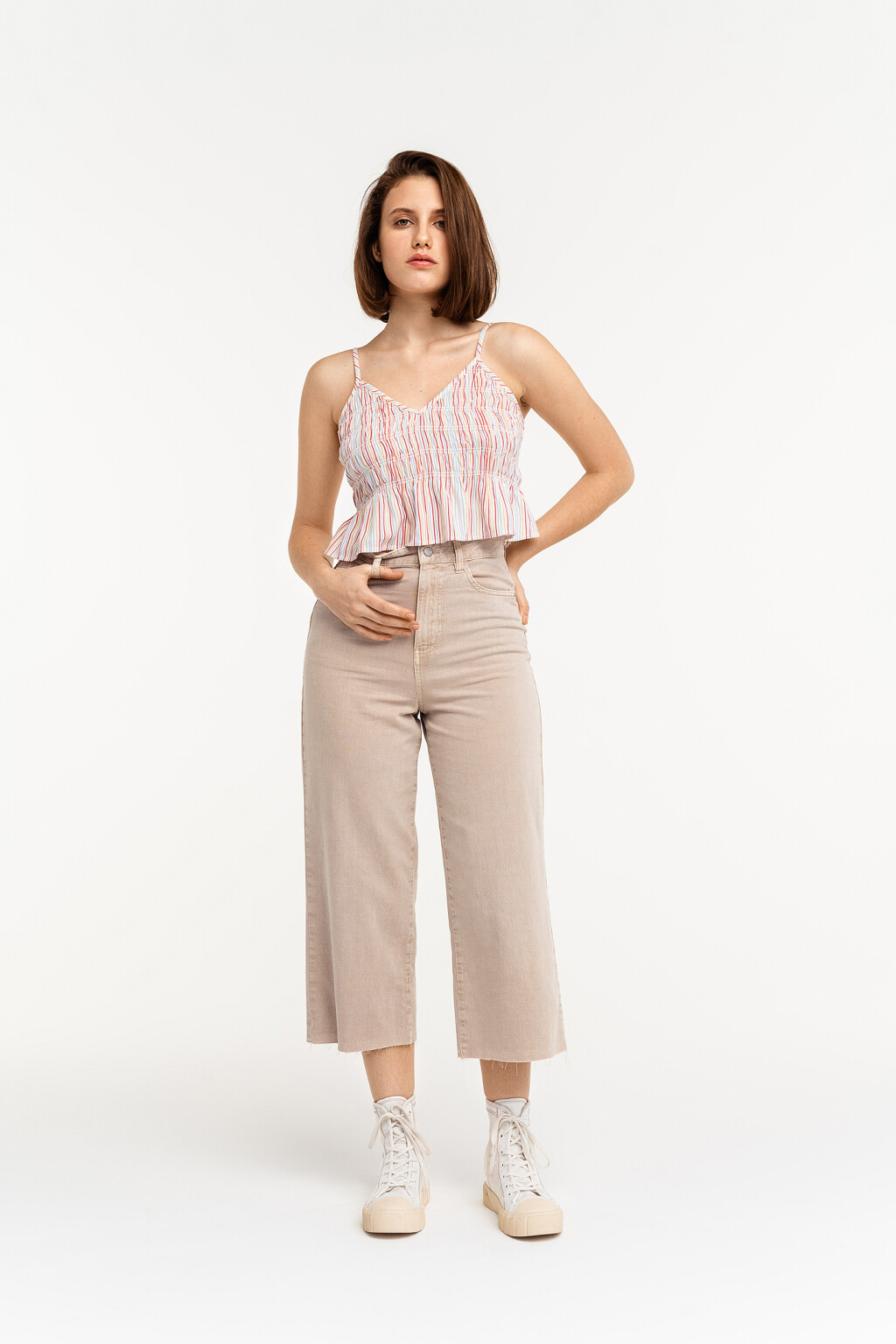 брюки джинсовые женские - цвет бежевый - 1