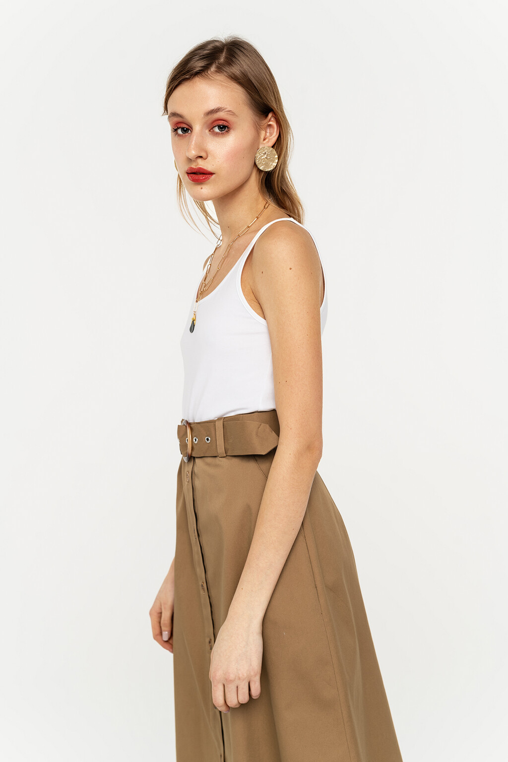 Майка базовая хлопковая в спортивном стиле - цвет белый - 2