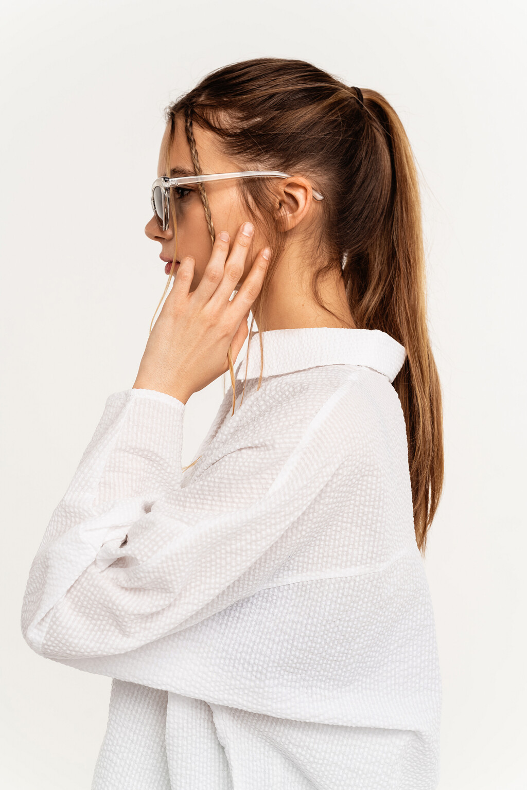 Рубашка полосатая oversize - цвет белый - 3