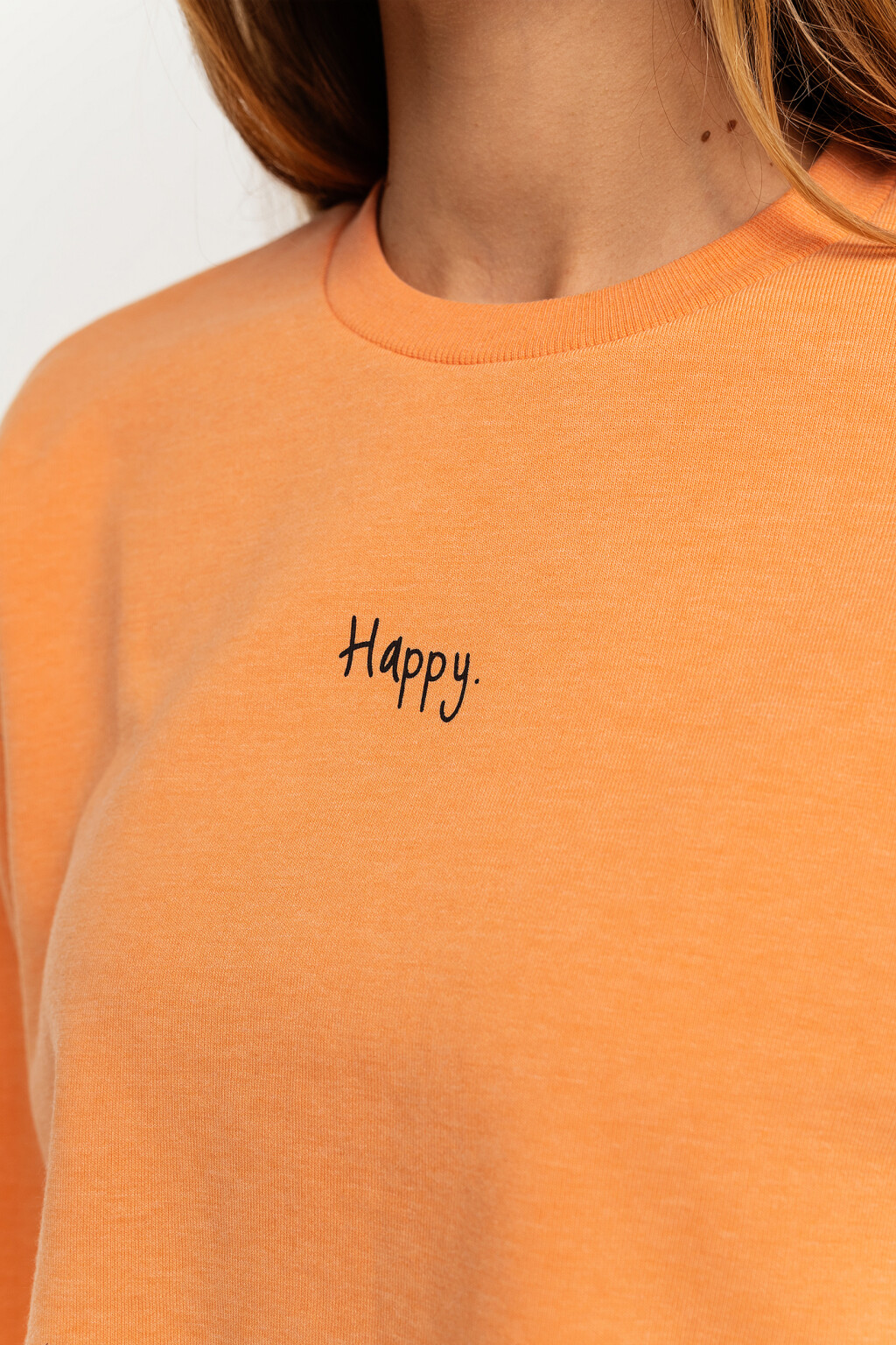 Свитшот обрезанный хлопковый с принтом - цвет красный - 3