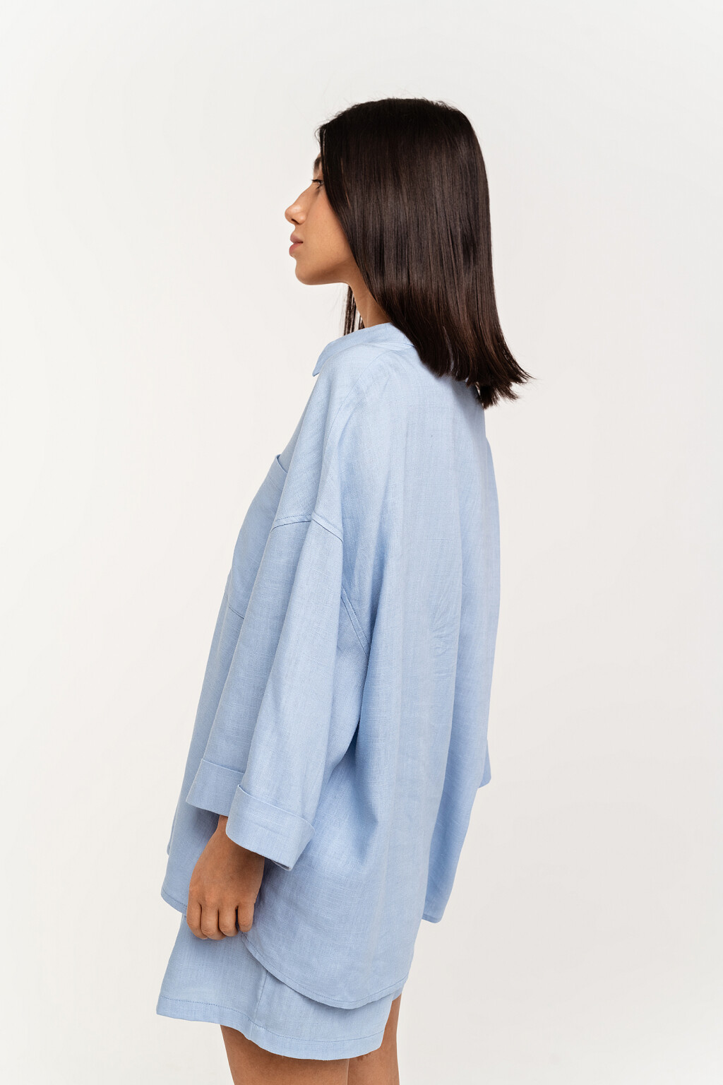 рубашка вискозная oversize - цвет голубой - 3