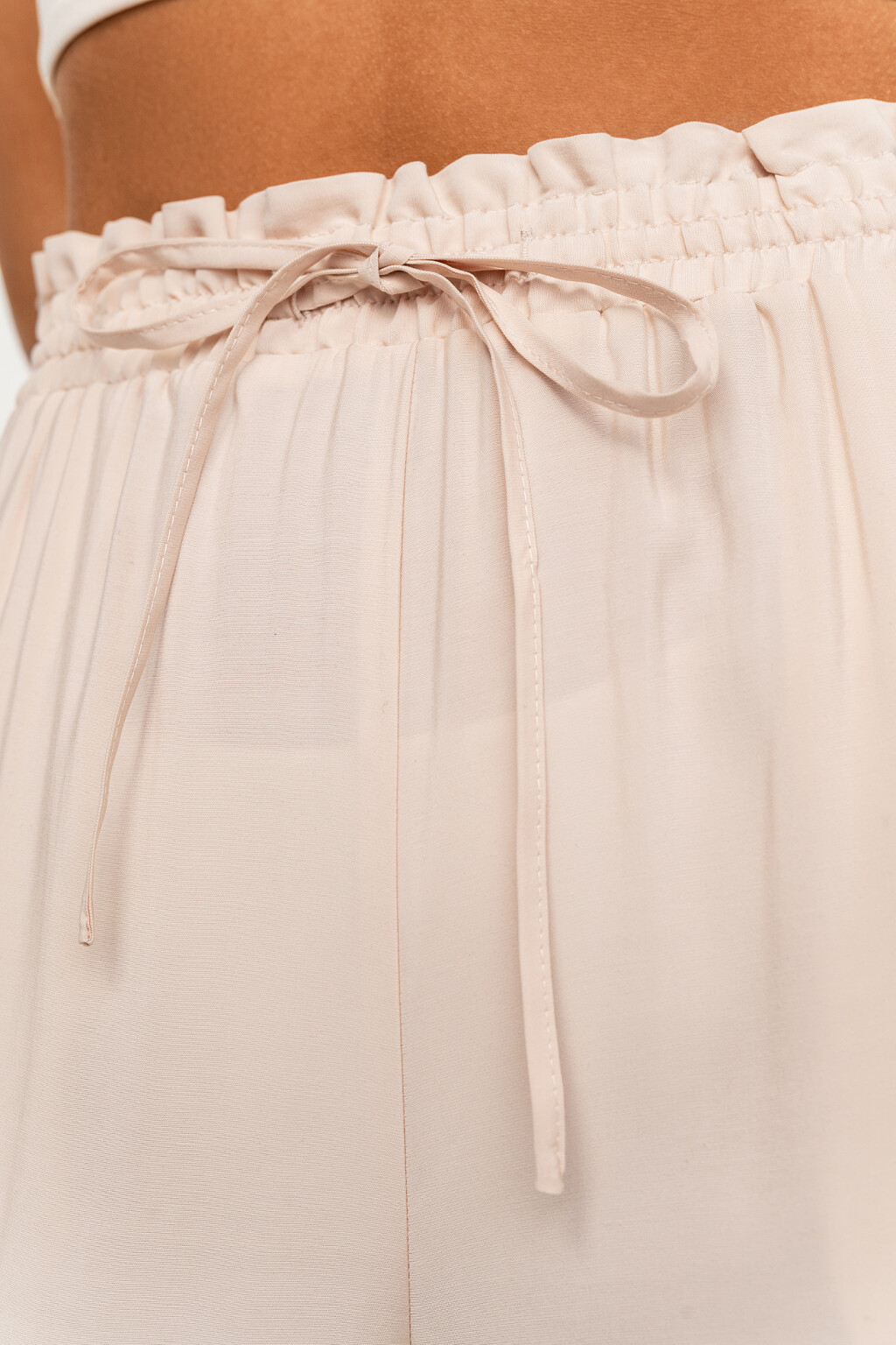 брюки-палаццо из вискозы с эластичным поясом - цвет бежевый - 4