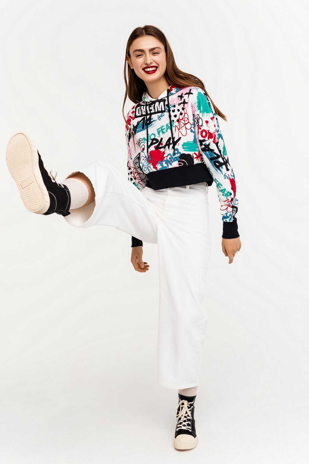 Джинсы-кюлоты белые - цвет белый - 1