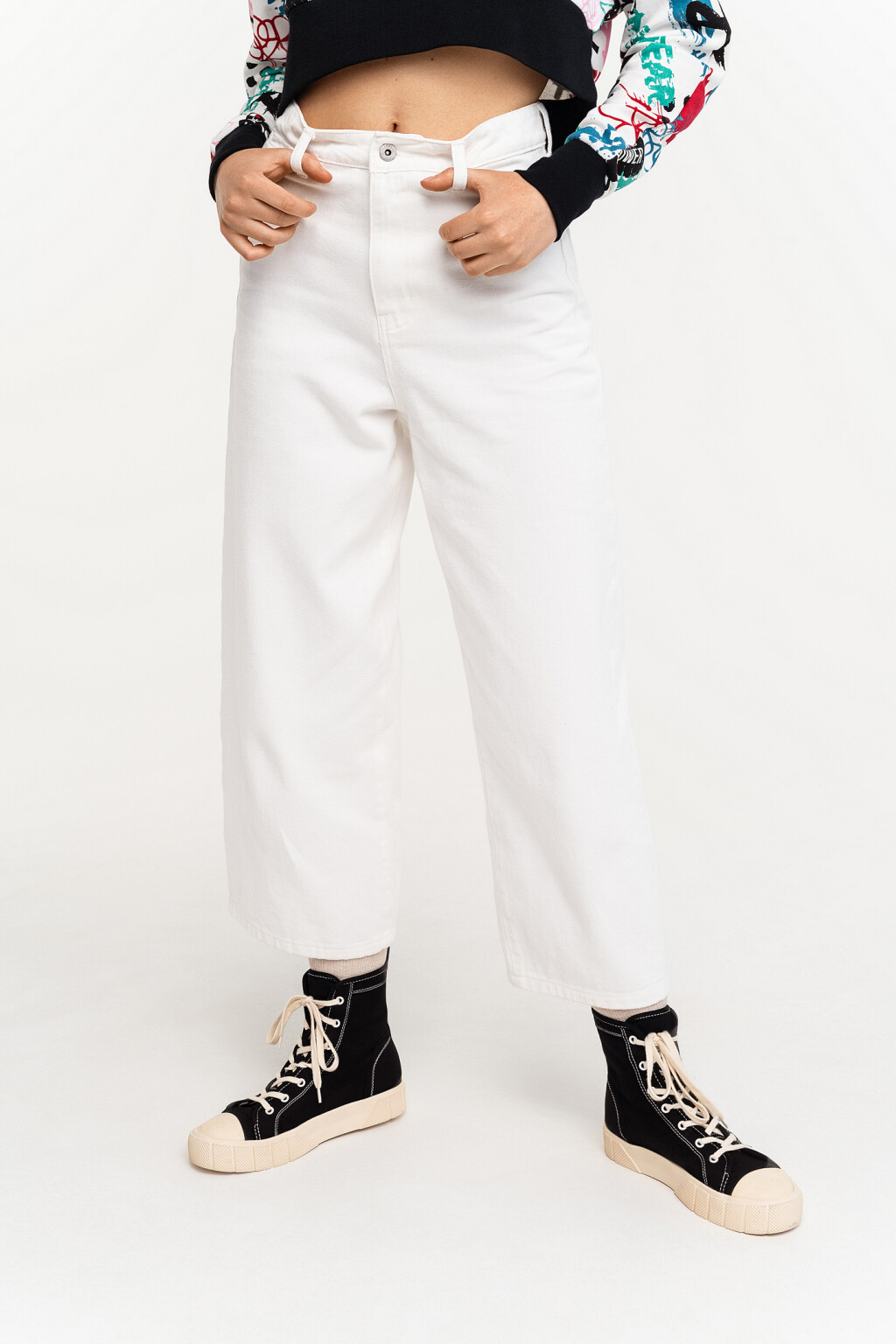 Джинсы-кюлоты белые - цвет белый - 2