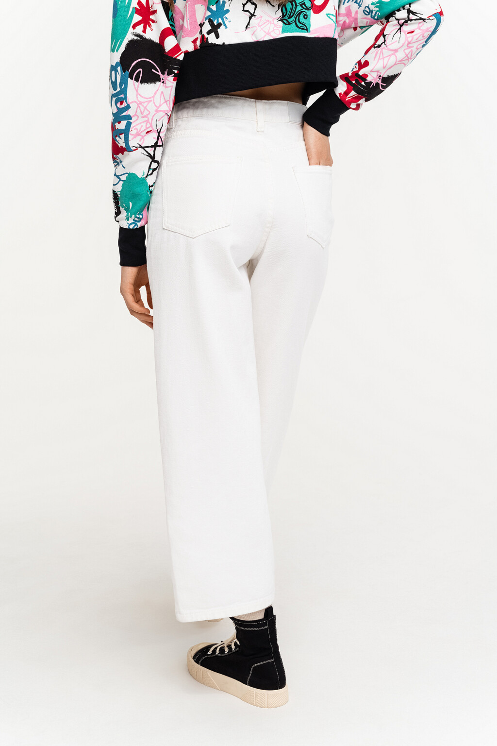 Джинсы-кюлоты белые - цвет белый - 4