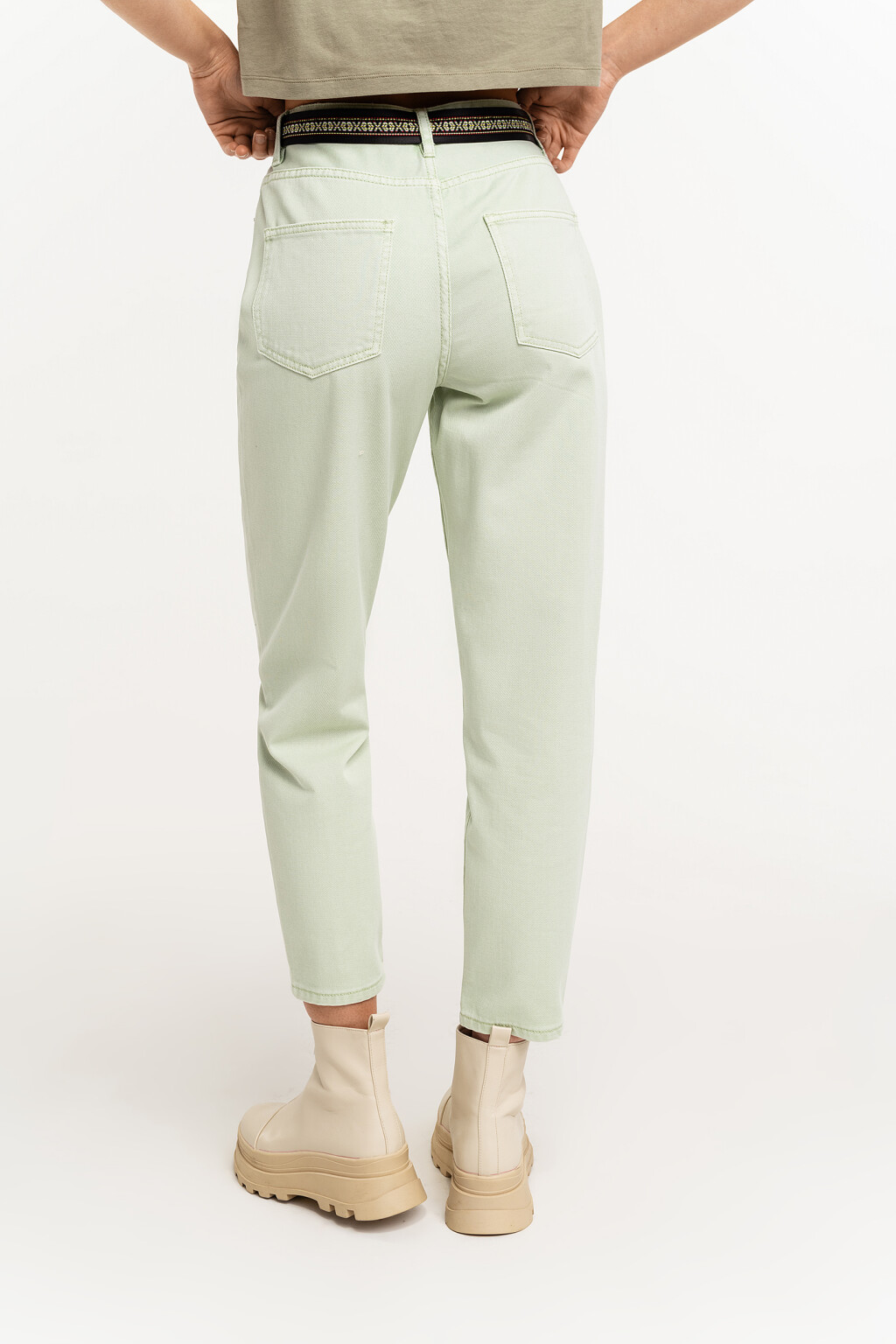 Джинсы mom цветные со средней посадкой - цвет зеленый - 4