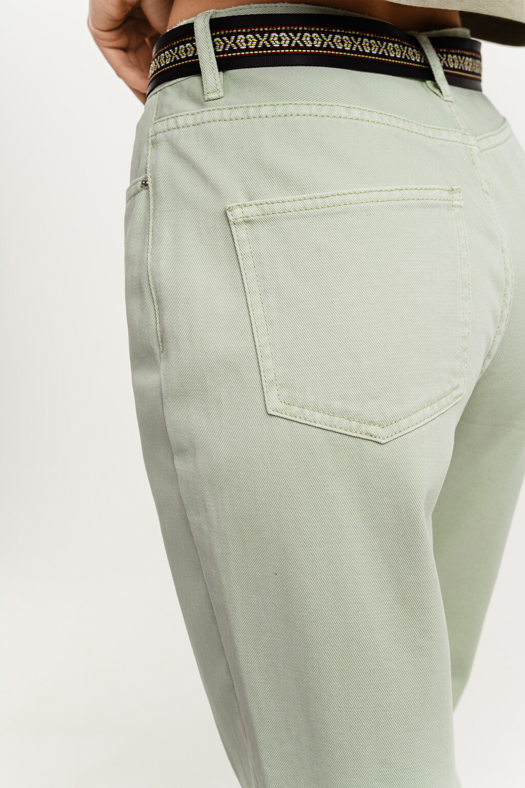 Джинсы mom цветные со средней посадкой - цвет зеленый - 5